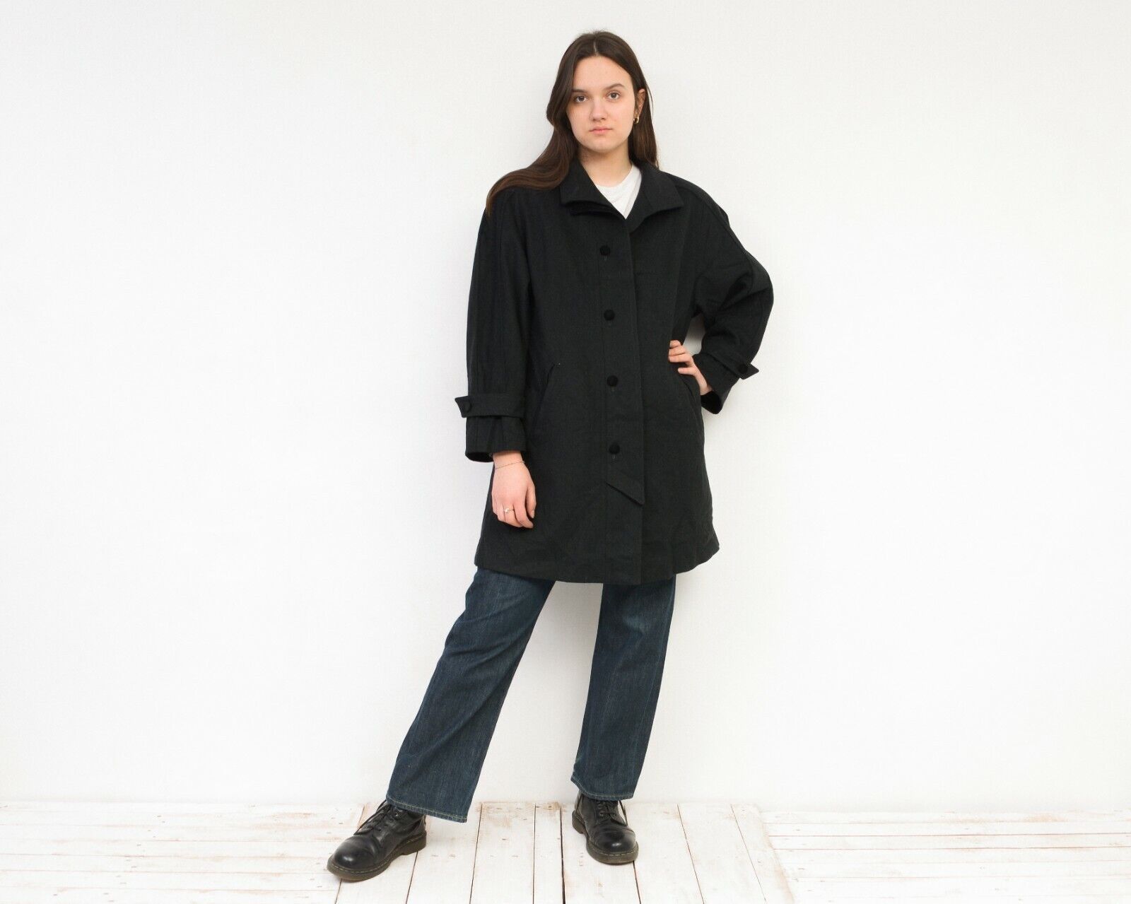 Vintage Loden 80's Wool Coat Jacket Overcoat Button Up Lining Warm Size M / US 6-8 / IT 42-44 - 2 Thumbnail