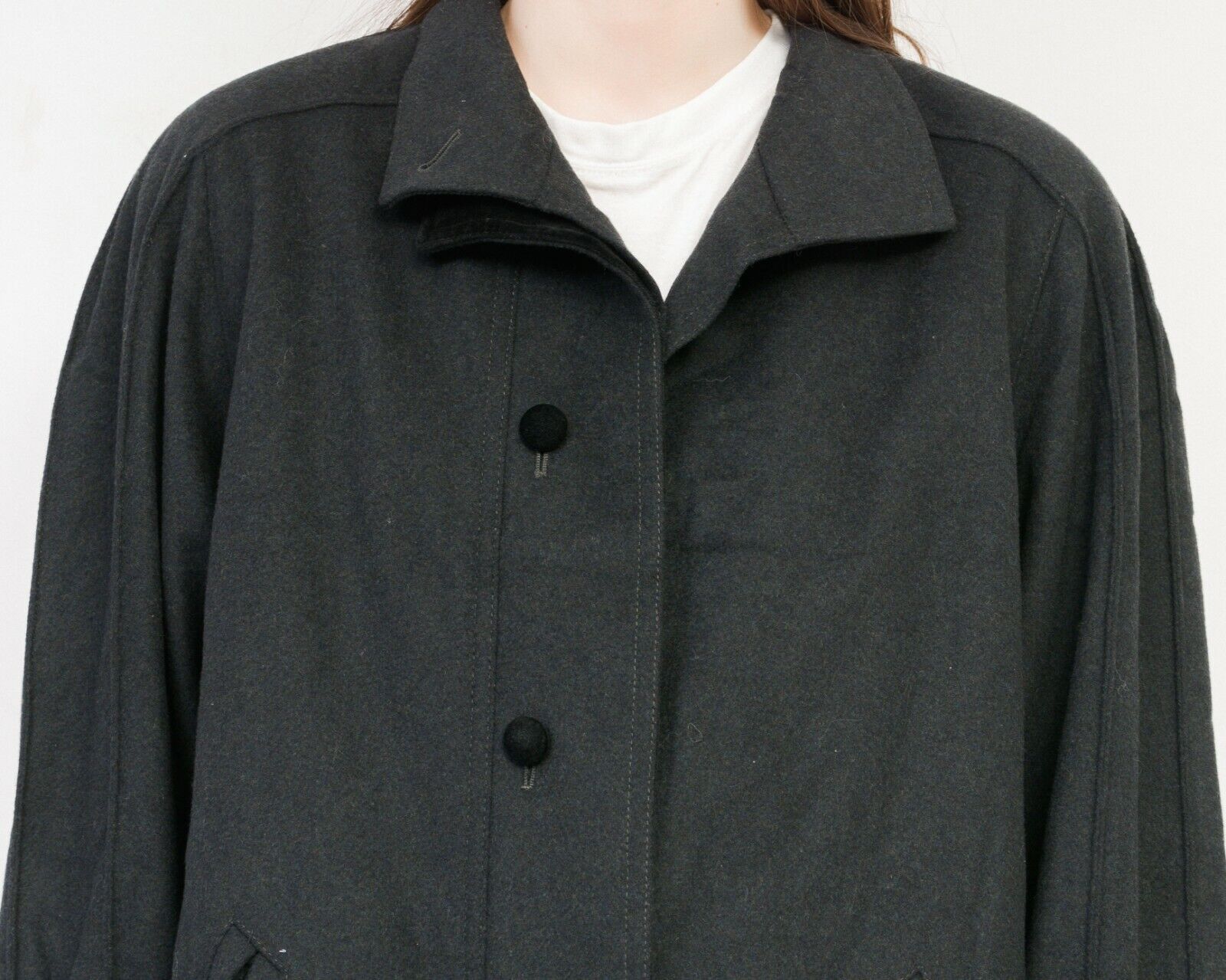 Vintage Loden 80's Wool Coat Jacket Overcoat Button Up Lining Warm Size M / US 6-8 / IT 42-44 - 5 Thumbnail