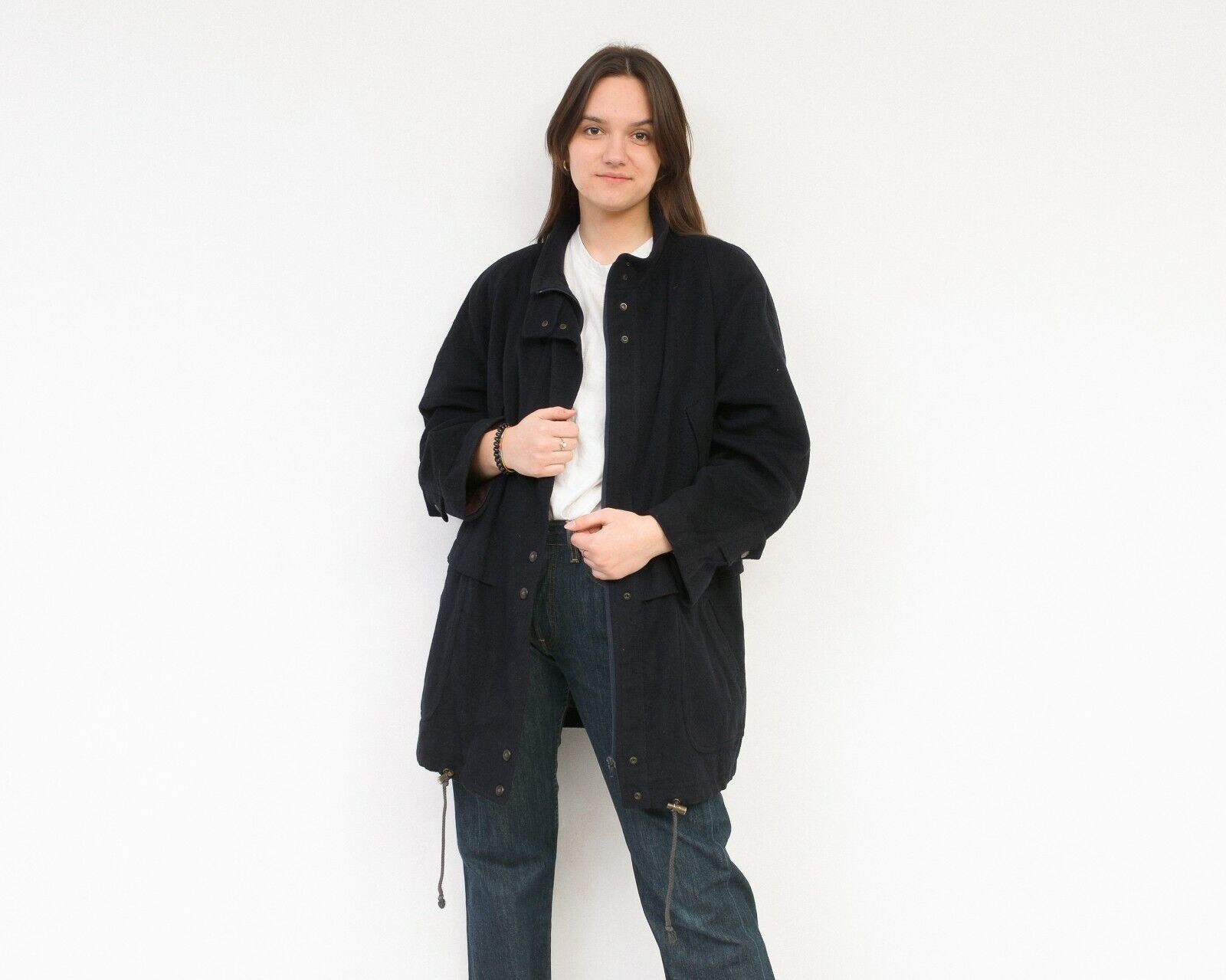 Vintage Loden 80's Wool Coat Jacket Overcoat Zip Up Snap Button Warm Size XL / US 12-14 / IT 48-50 - 2 Thumbnail