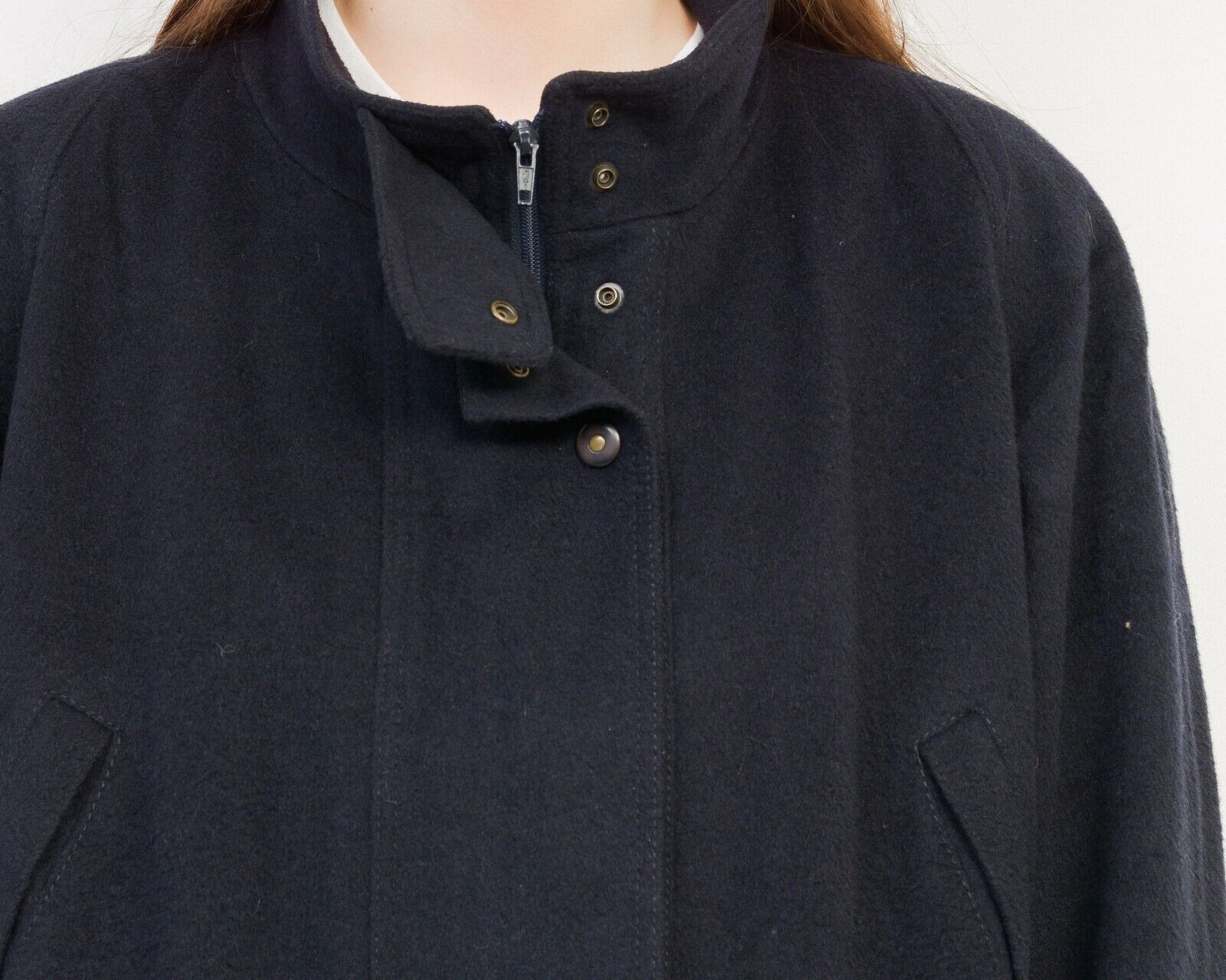 Vintage Loden 80's Wool Coat Jacket Overcoat Zip Up Snap Button Warm Size XL / US 12-14 / IT 48-50 - 6 Thumbnail
