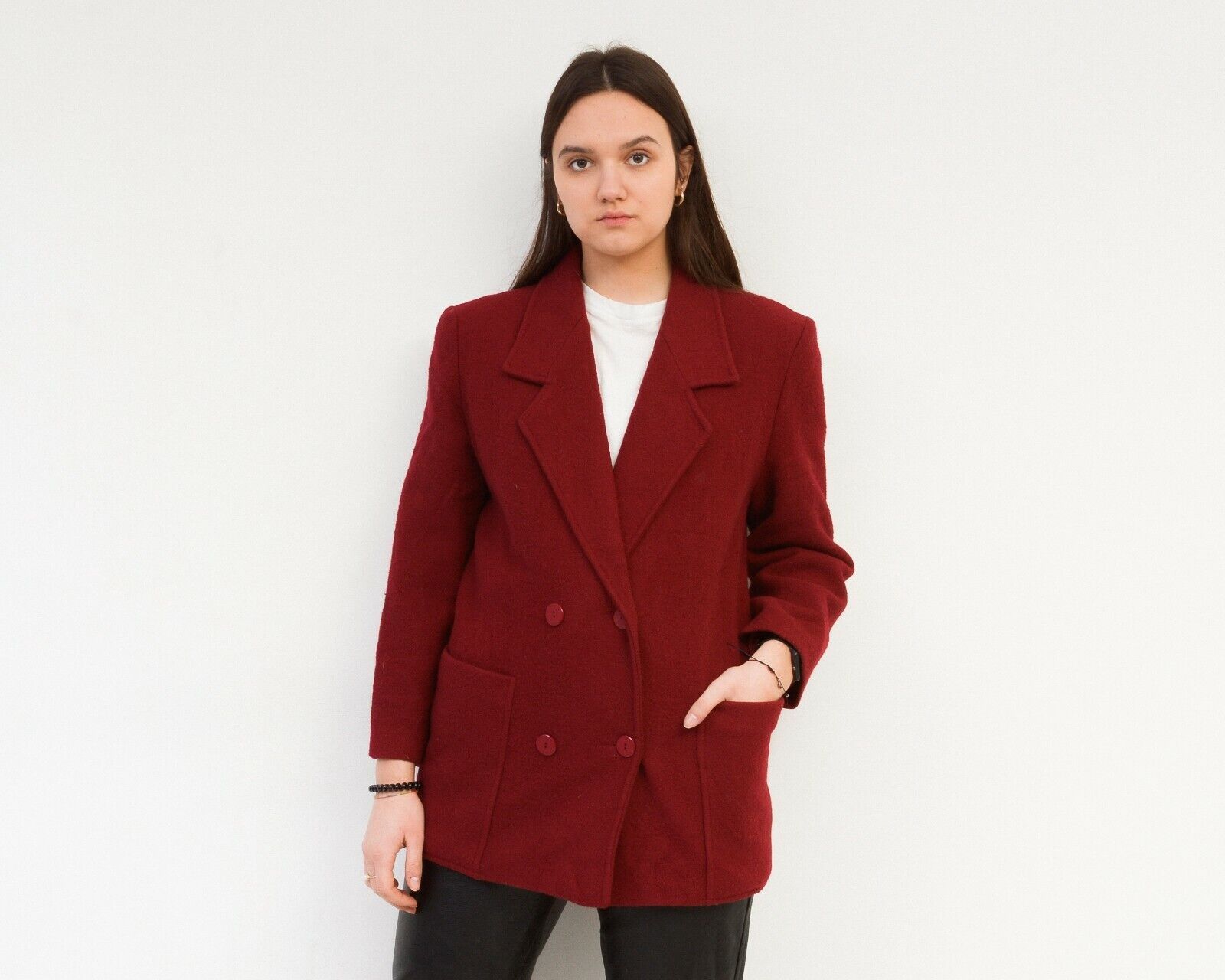 Other × Vintage Women's Wool Blazer Jacket Coat Double Breasted Chic Office Size M / US 6-8 / IT 42-44 - 1 Thumbnail