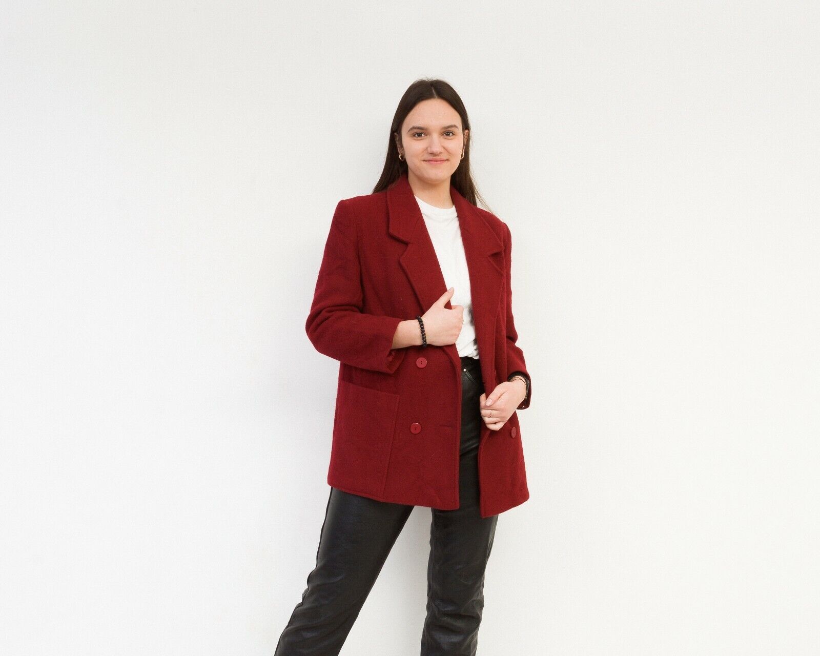 Other × Vintage Women's Wool Blazer Jacket Coat Double Breasted Chic Office Size M / US 6-8 / IT 42-44 - 3 Thumbnail