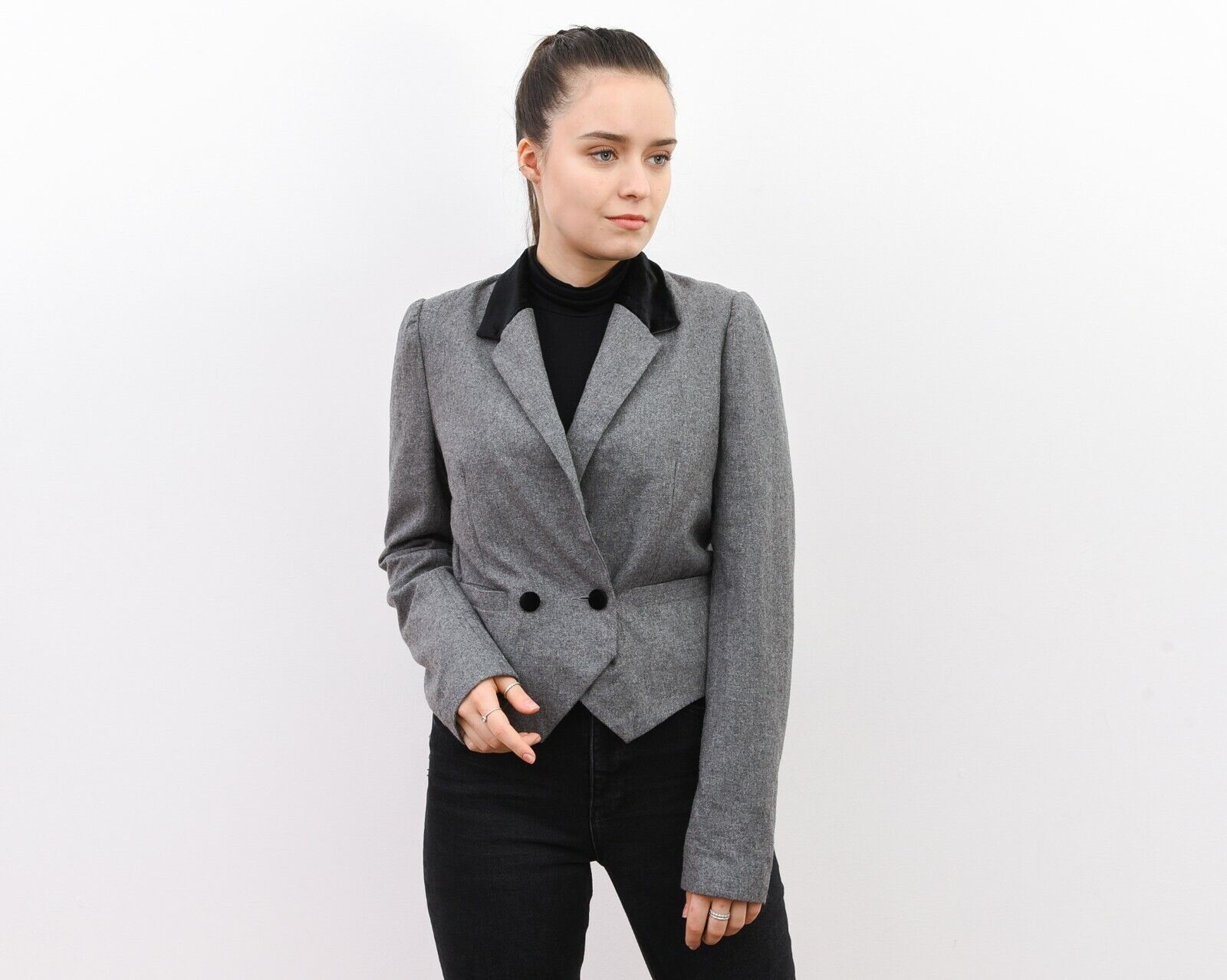 Vintage × Wrangler L Wool Blend Double Breasted Blazer Jacket Work Tailored VTG Size L / US 10 / IT 46 - 2 Thumbnail