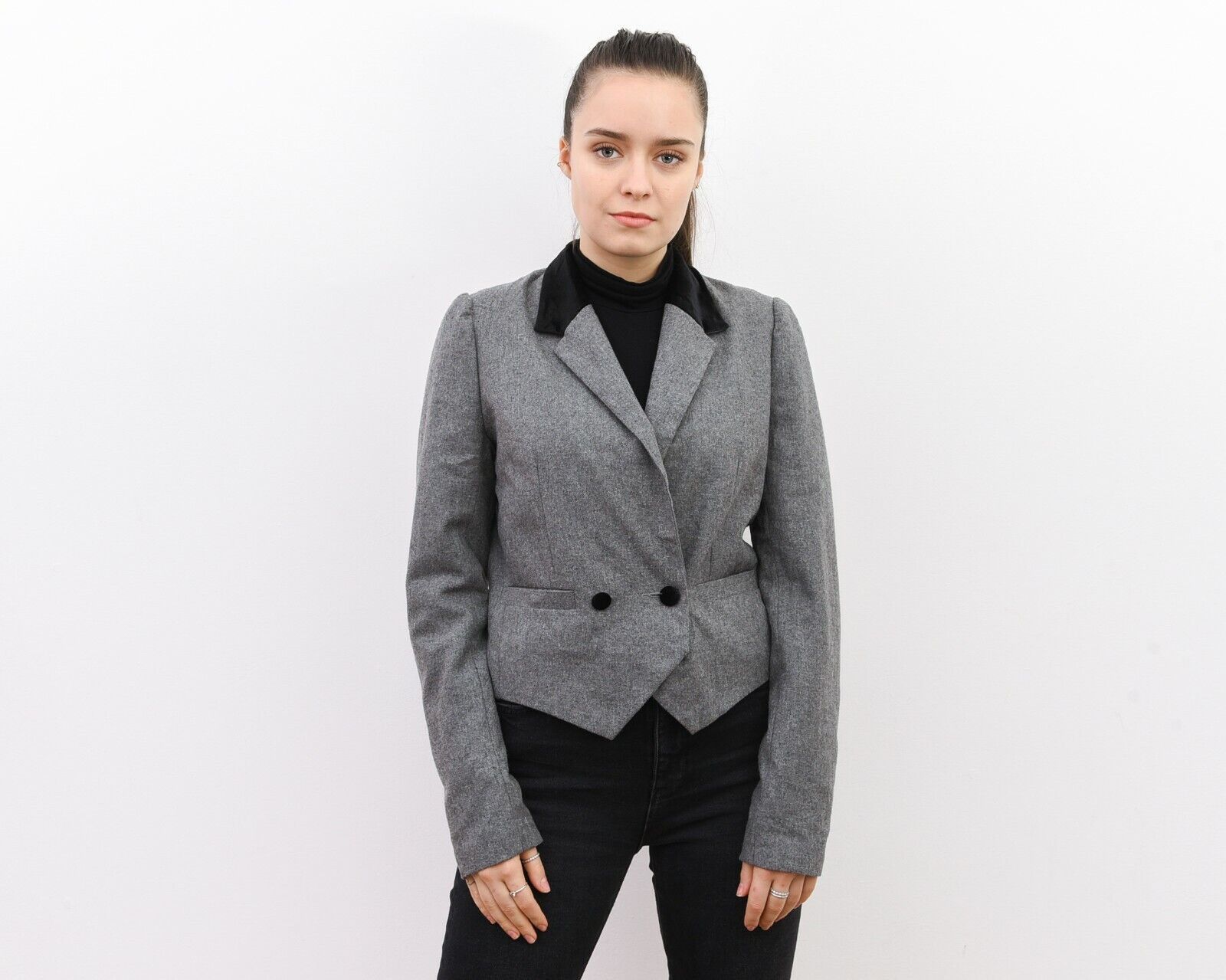 Vintage × Wrangler L Wool Blend Double Breasted Blazer Jacket Work Tailored VTG Size L / US 10 / IT 46 - 3 Thumbnail