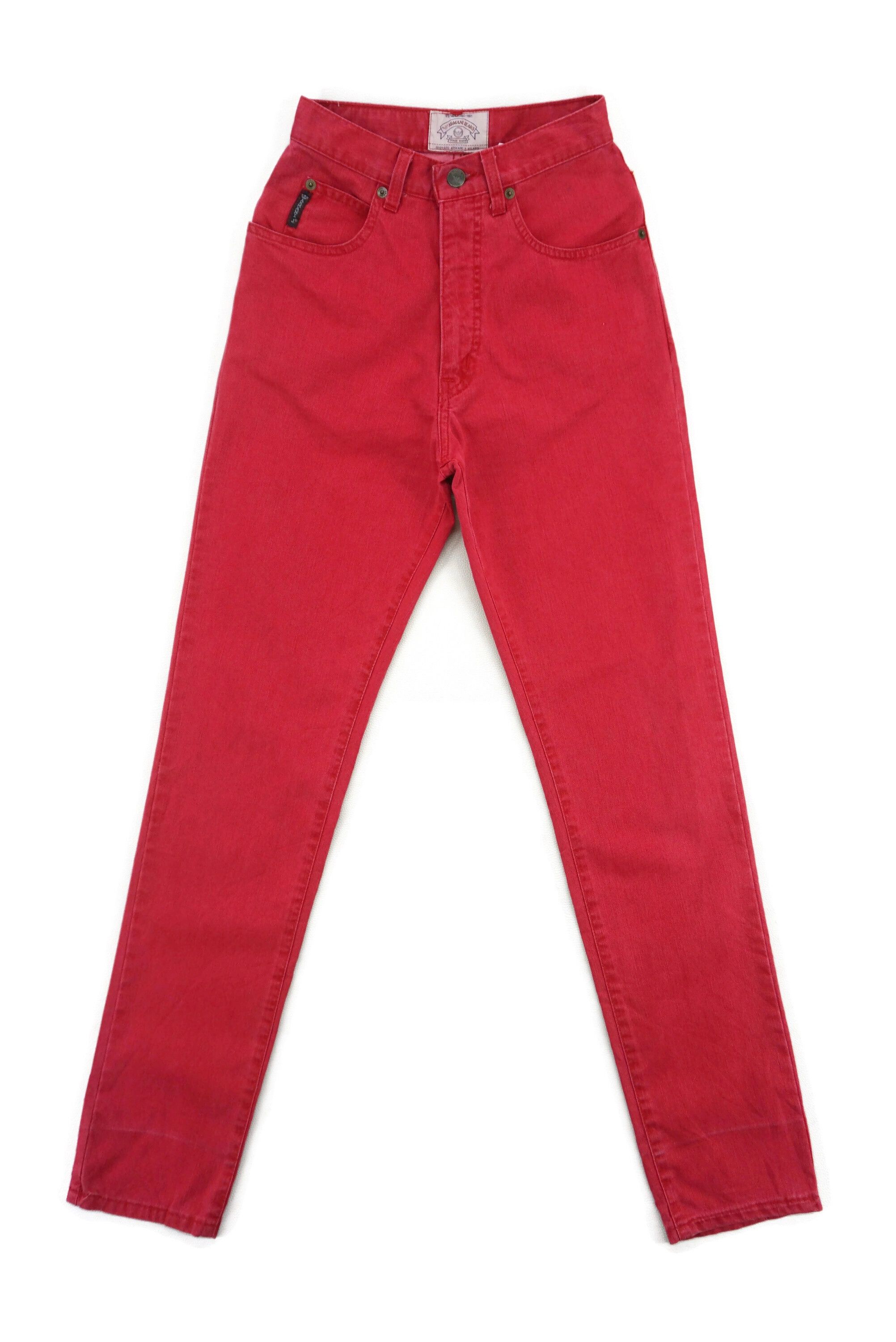 image of Emporio Armani x Giorgio Armani High Waisted Vintage Distressed Jeans Pants Made In Italy in Red, W