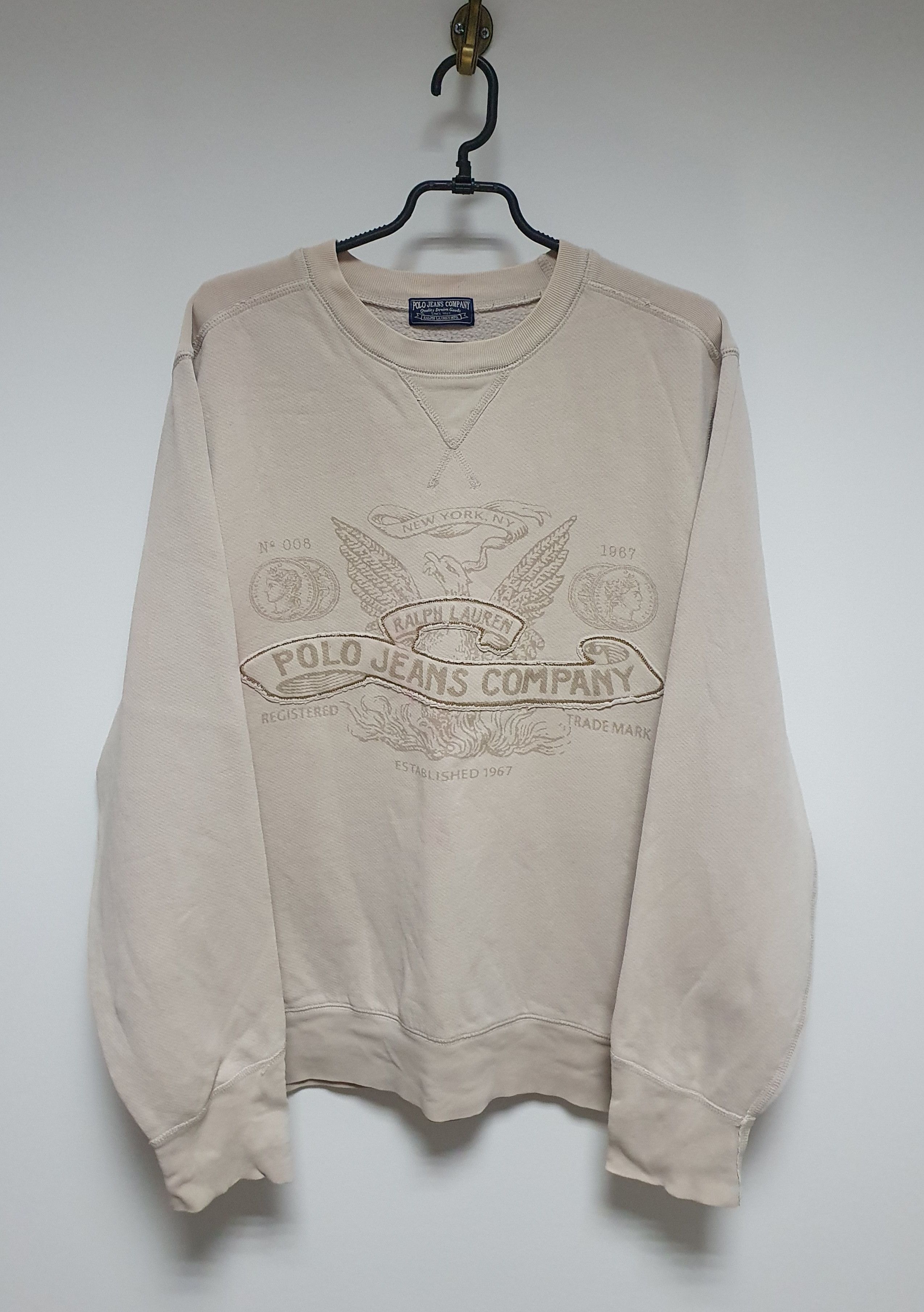 Vintage Polo Ralph Lauren Beige Sweatshirt Pullover Cotton