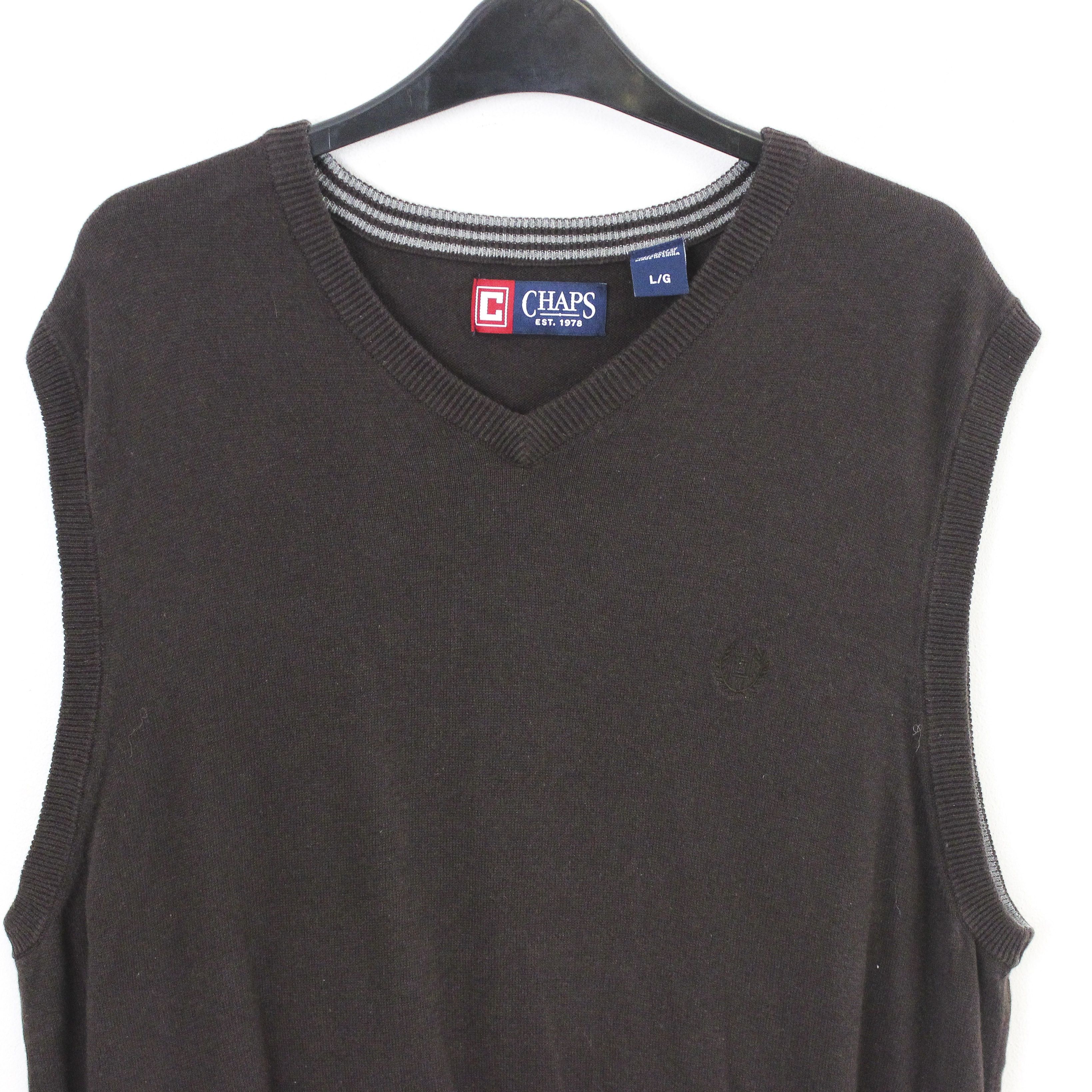 RRL Ralph Lauren Sweater Vest Gilet Tank Waistcoat Cotton Knit Brown V-Neck Size US L / EU 52-54 / 3 - 3 Thumbnail