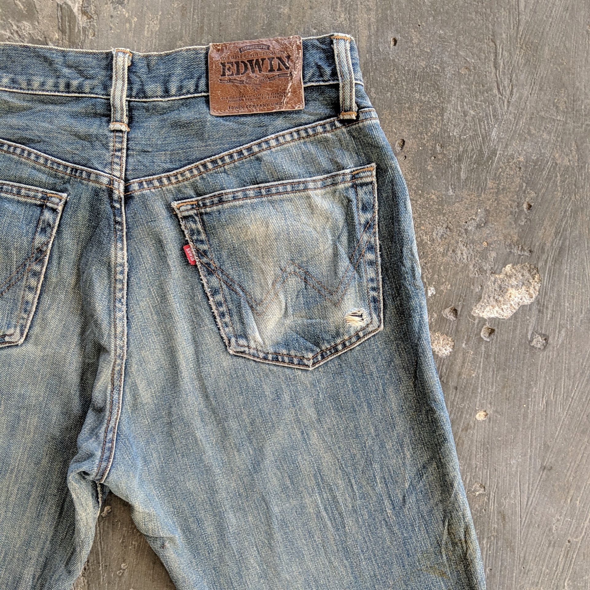 Japanese Brand W31🔥 Vintage Edwin Faded Distressed Denim Jeans Pants Size US 31 - 10 Thumbnail