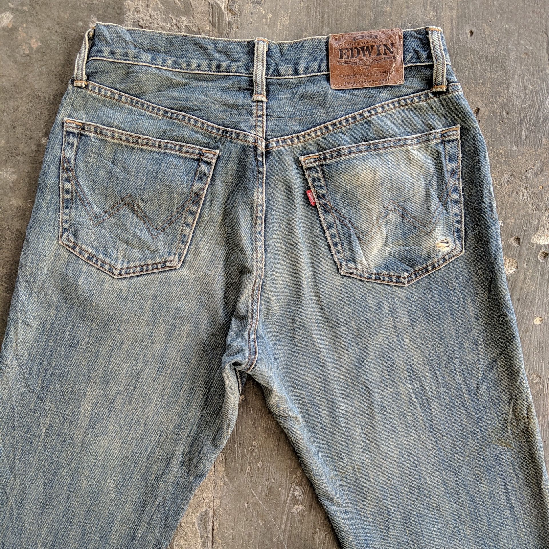 Japanese Brand W31🔥 Vintage Edwin Faded Distressed Denim Jeans Pants Size US 31 - 8 Thumbnail