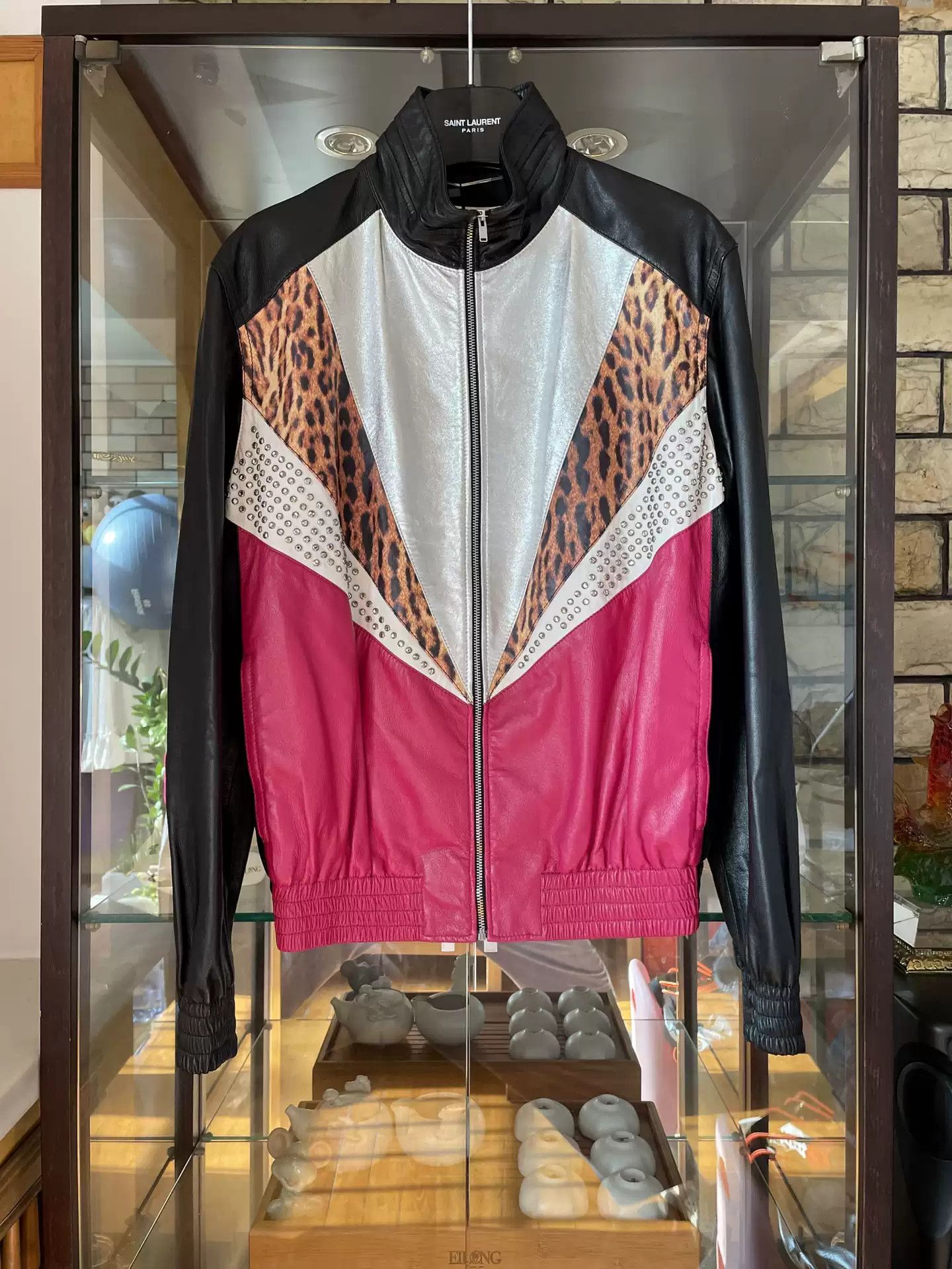 Original New 16Ss Lamp Skin Leopard Leather Jacket Size 44