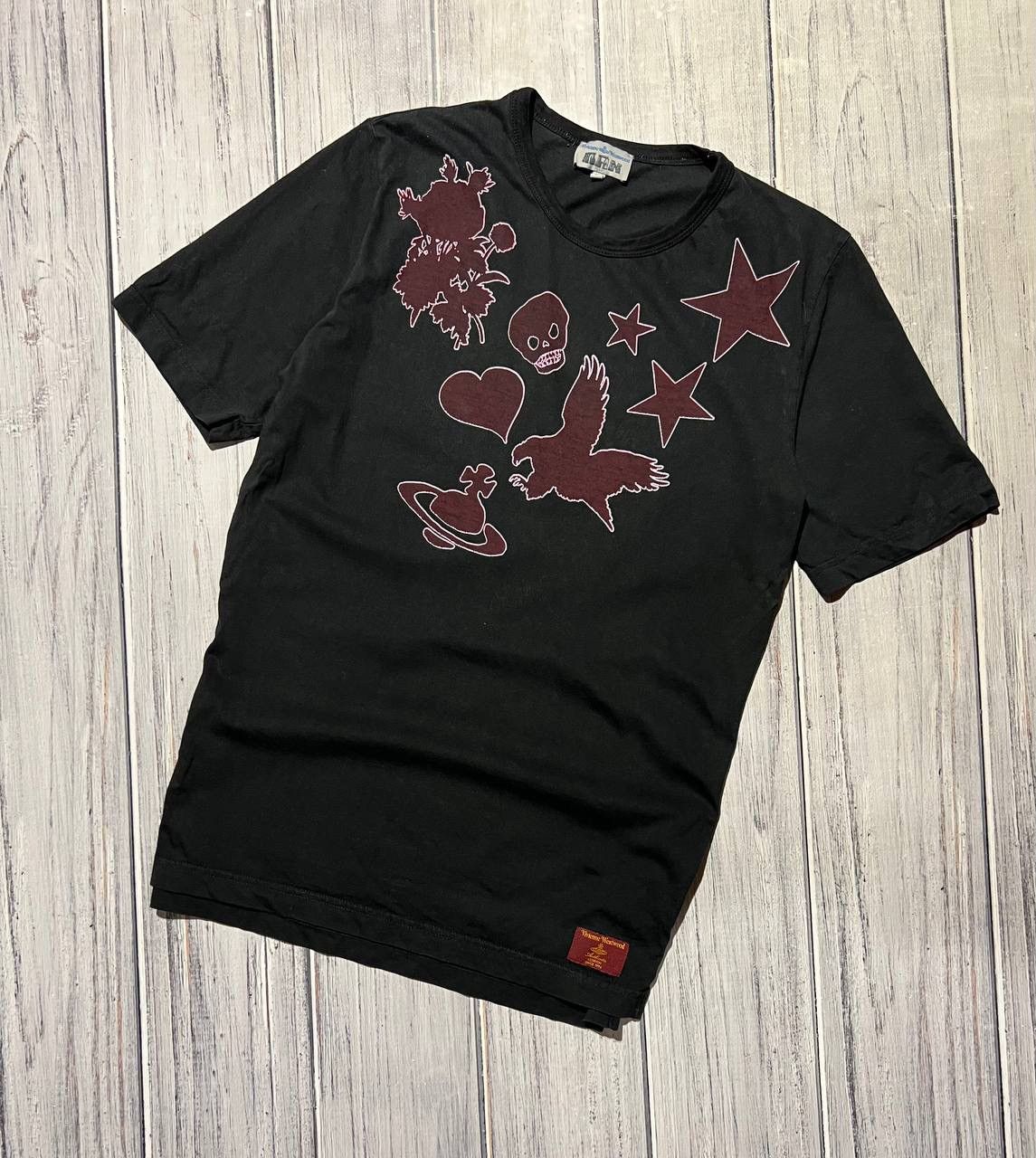 image of Vintage Vivienne Westwood T-Shirt Big Logo Orb Monogram Y2K in Black, Men's (Size Medium)