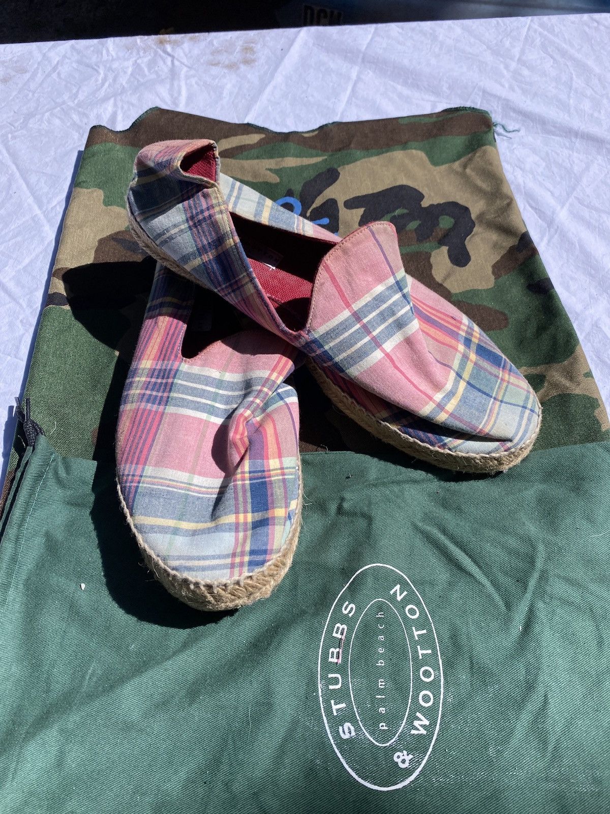 Red and Blue Plaid Stubbs and Wootton Espadrille