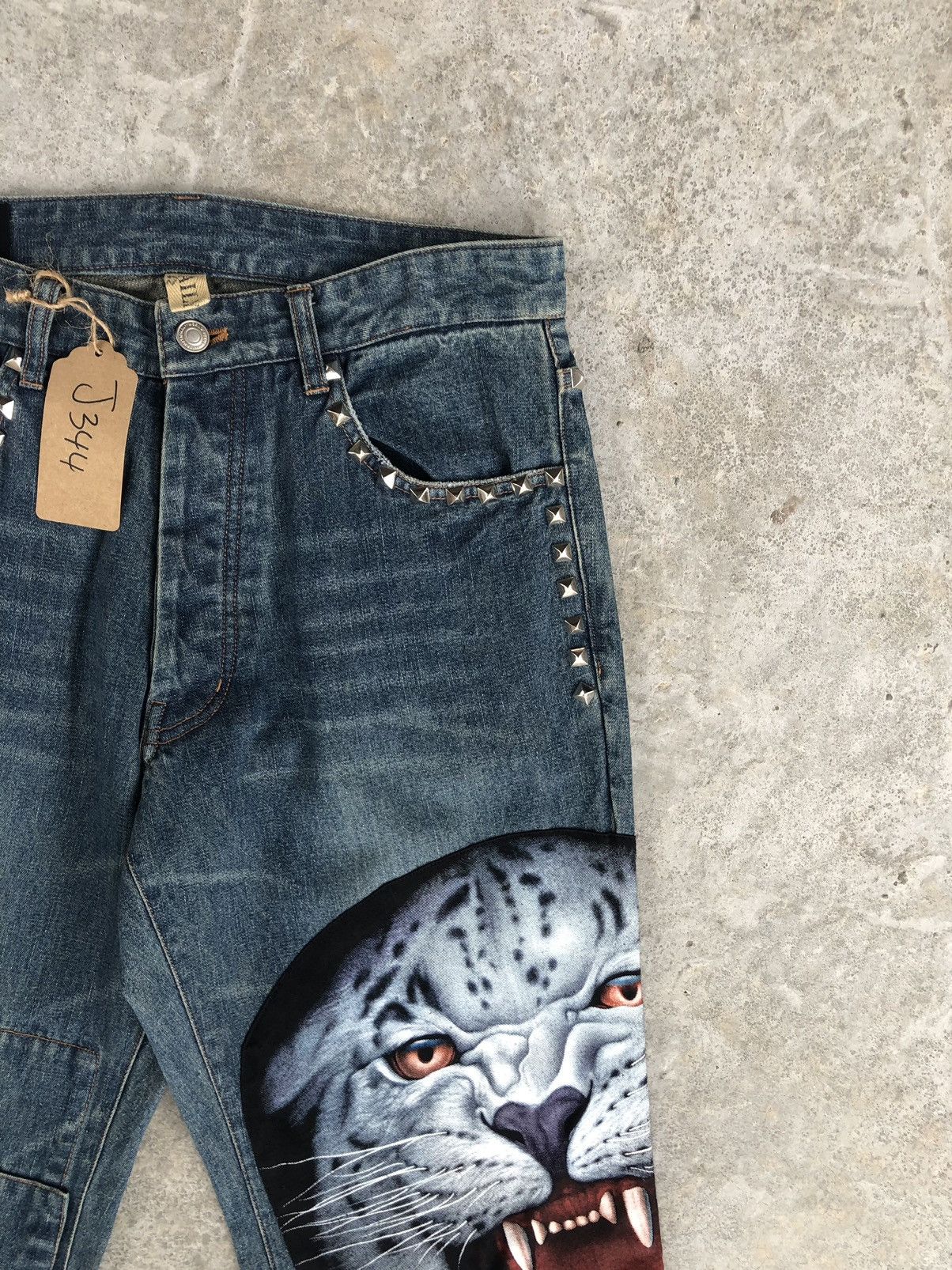 Japanese Brand Japanese Daily Patchwork Embroidered Jeans Punk Style Size US 33 - 7 Thumbnail