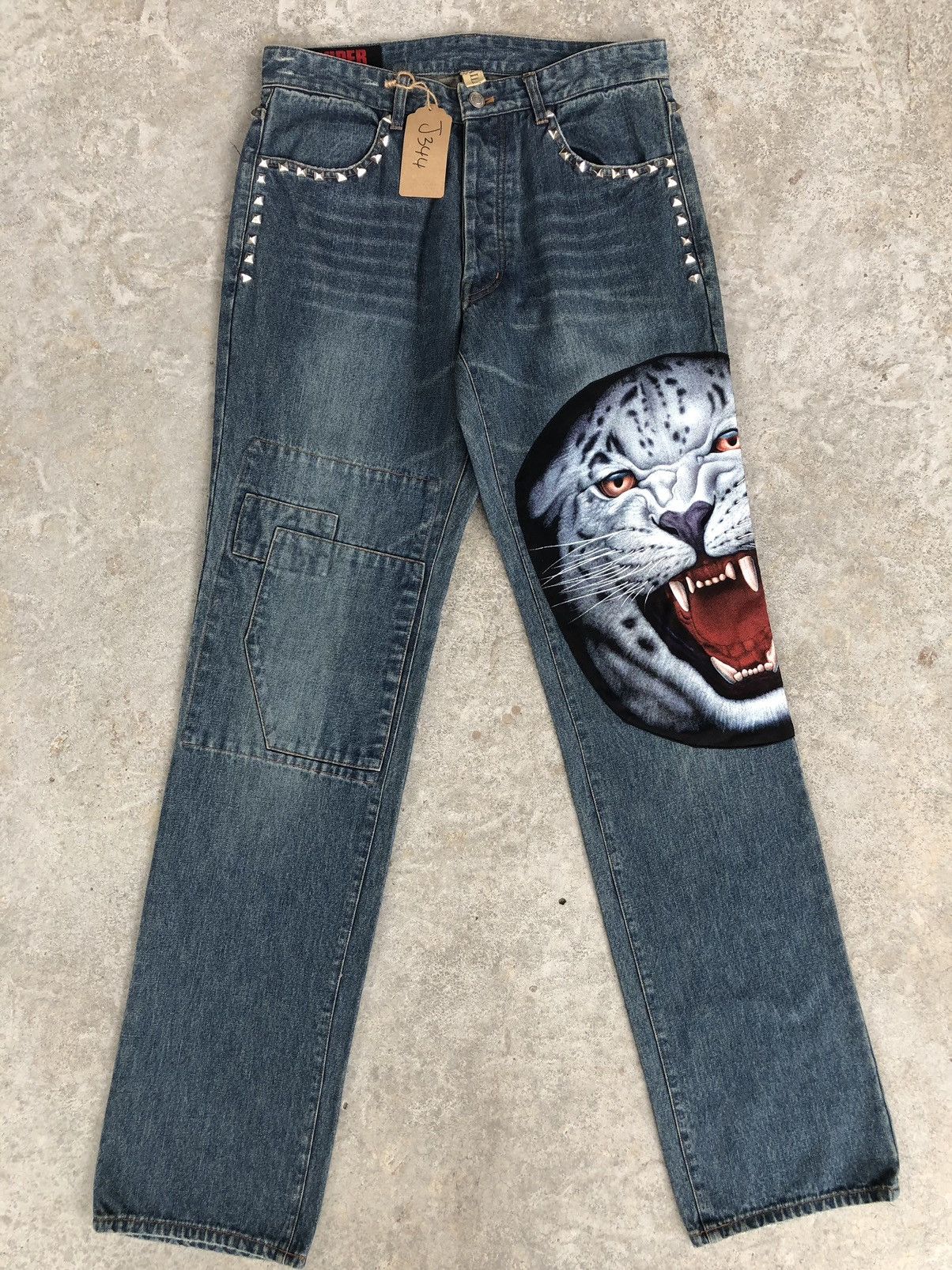 Japanese Brand Japanese Daily Patchwork Embroidered Jeans Punk Style Size US 33 - 1 Thumbnail