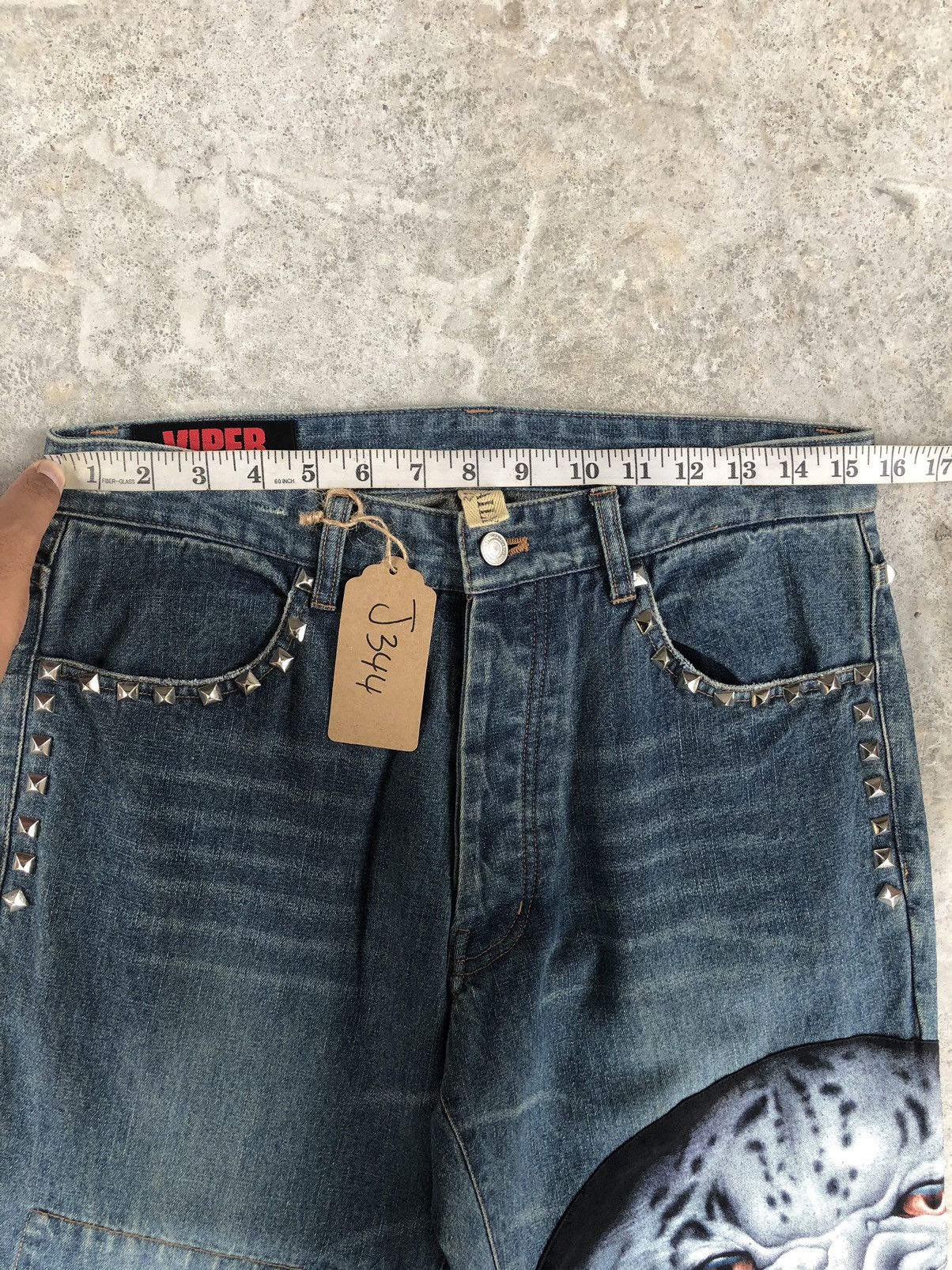 Japanese Brand Japanese Daily Patchwork Embroidered Jeans Punk Style Size US 33 - 17 Thumbnail