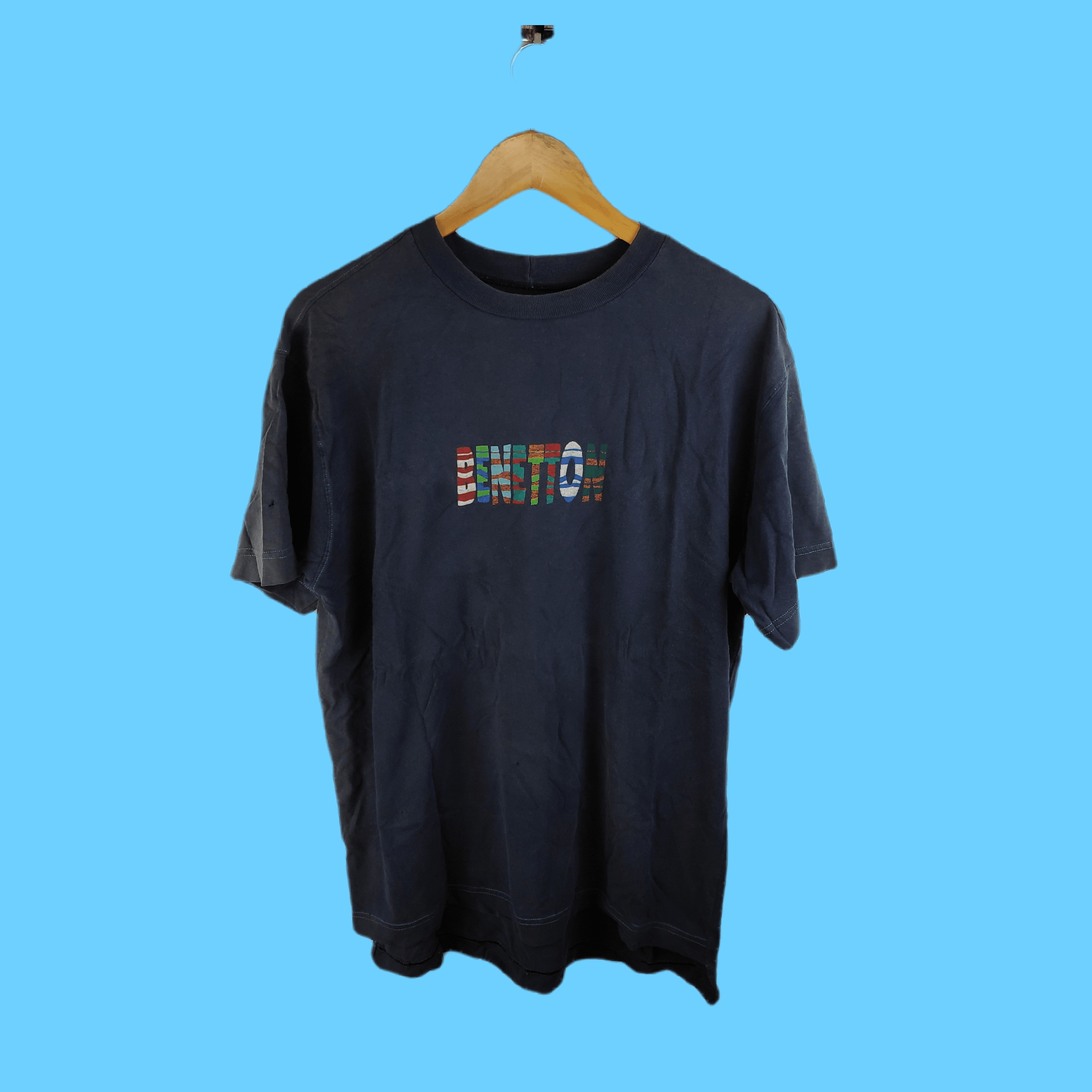Benetton Vintage 90's BENETTON Spell Out Distressed Tee Size US L / EU 52-54 / 3 - 1 Thumbnail