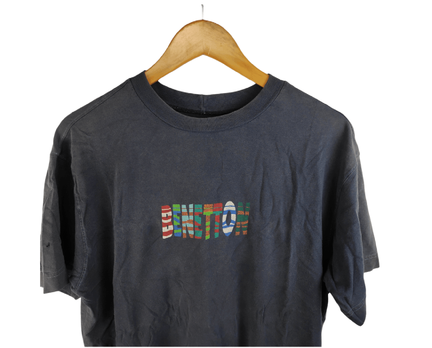 Benetton Vintage 90's BENETTON Spell Out Distressed Tee Size US L / EU 52-54 / 3 - 2 Thumbnail