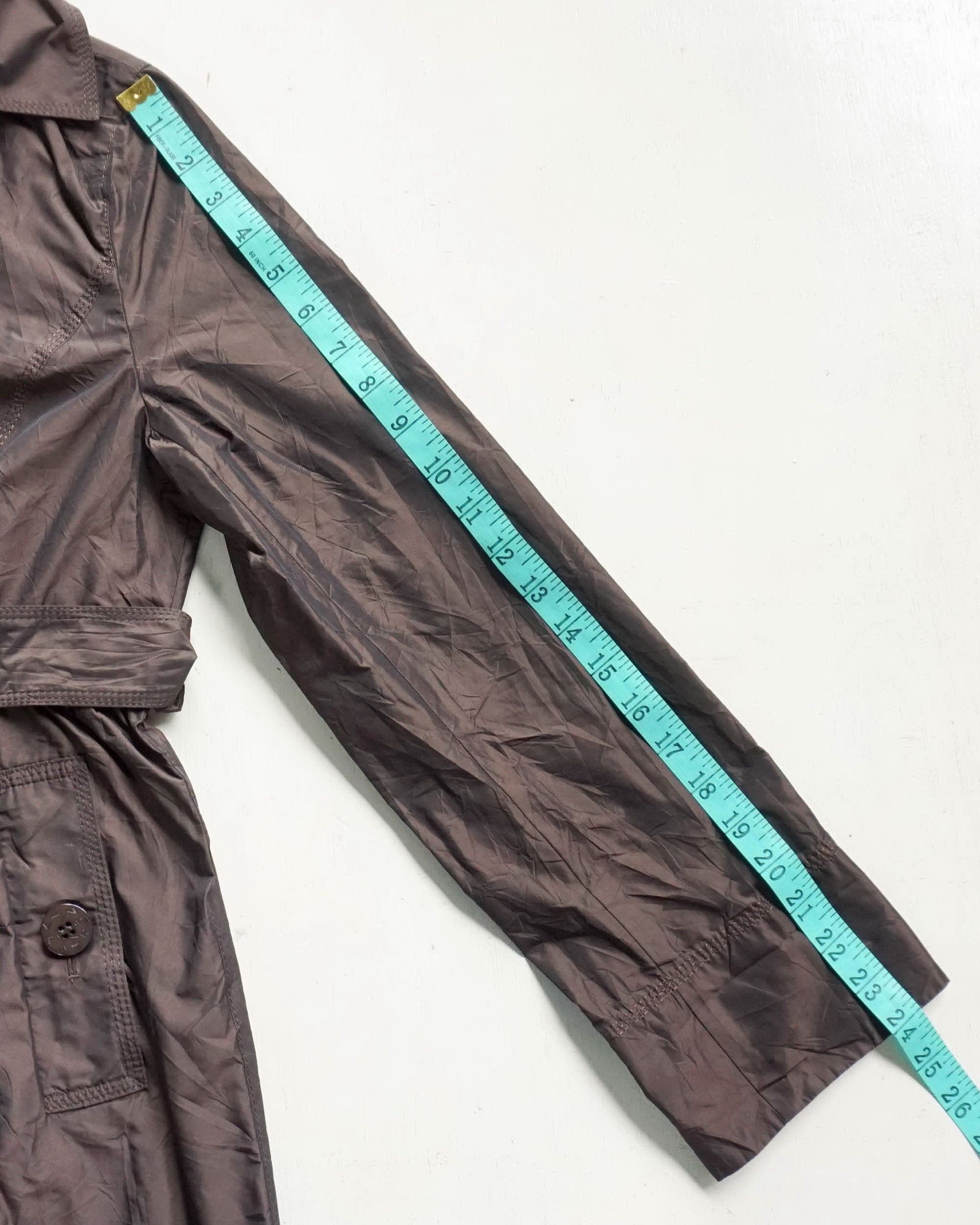 Japanese Brand × Vintage Dark Brown Waist-belt Button-Up Superlight Shining Jacket Size S / US 4 / IT 40 - 13 Thumbnail