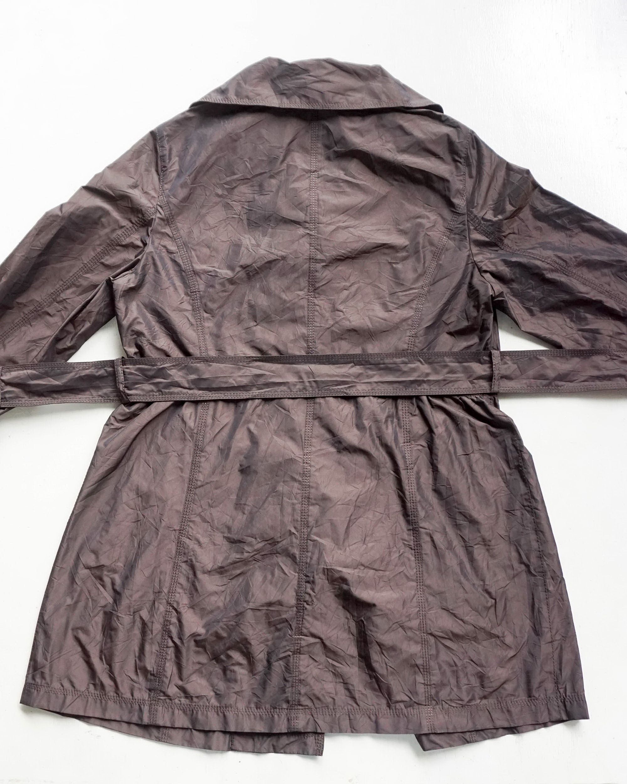 Japanese Brand × Vintage Dark Brown Waist-belt Button-Up Superlight Shining Jacket Size S / US 4 / IT 40 - 5 Thumbnail