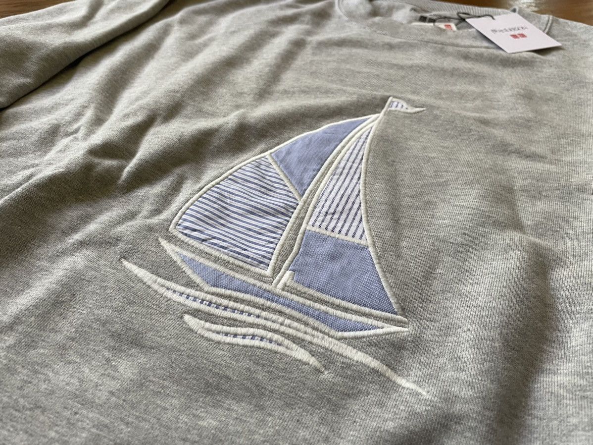 JW Anderson × Uniqlo Medium Patchwork Boat Crewneck Long Sleeve Gray Striped Size US M / EU 48-50 / 2 - 3 Thumbnail