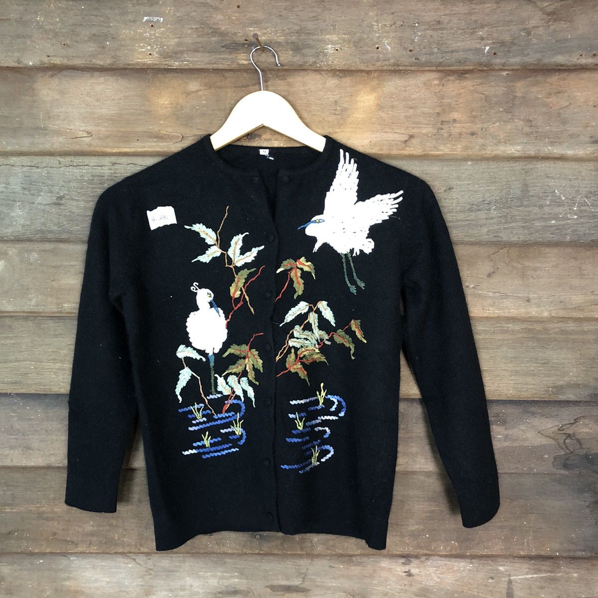 Japanese Brand × Vintage Art Animal Black Patterned Cardigans #462B Size XS / US 0-2 / IT 36-38 - 1 Thumbnail