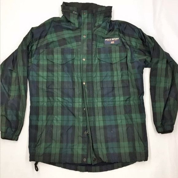 Polo Ralph Lauren Vintage Polo Ralph Lauren Sport Plaid Full Zip Hood Jacket Size US L / EU 52-54 / 3 - 1 Thumbnail
