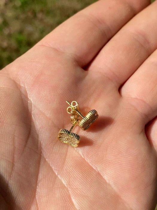 Other 14k Gold Over Real Solid Silver Earrings Clover Flower Size ONE SIZE - 9 Thumbnail