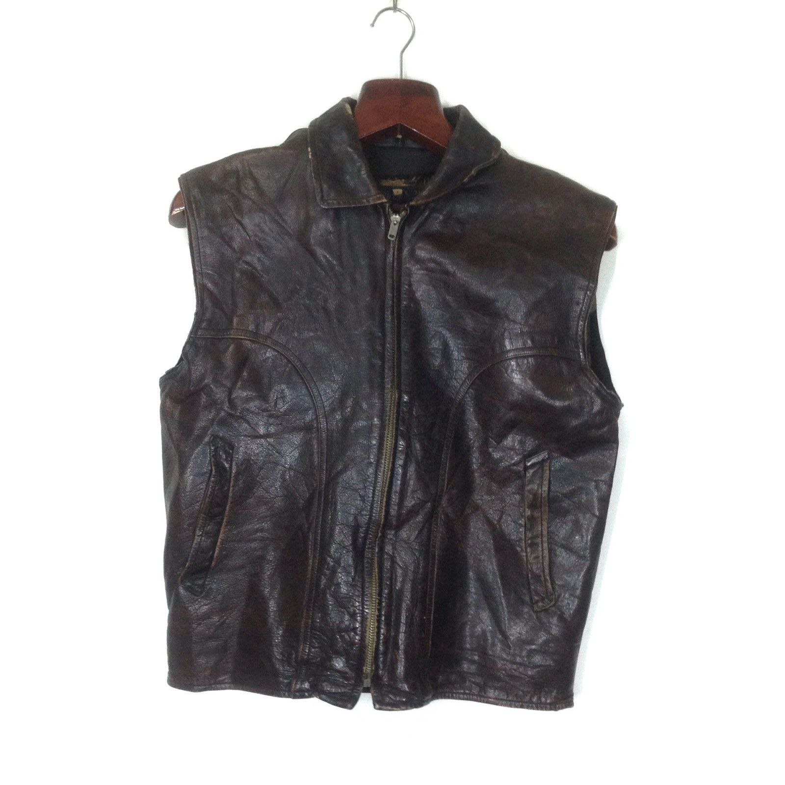 Vintage Hawks Men’s Wear Tokyo Genuine Leather Sleeveless