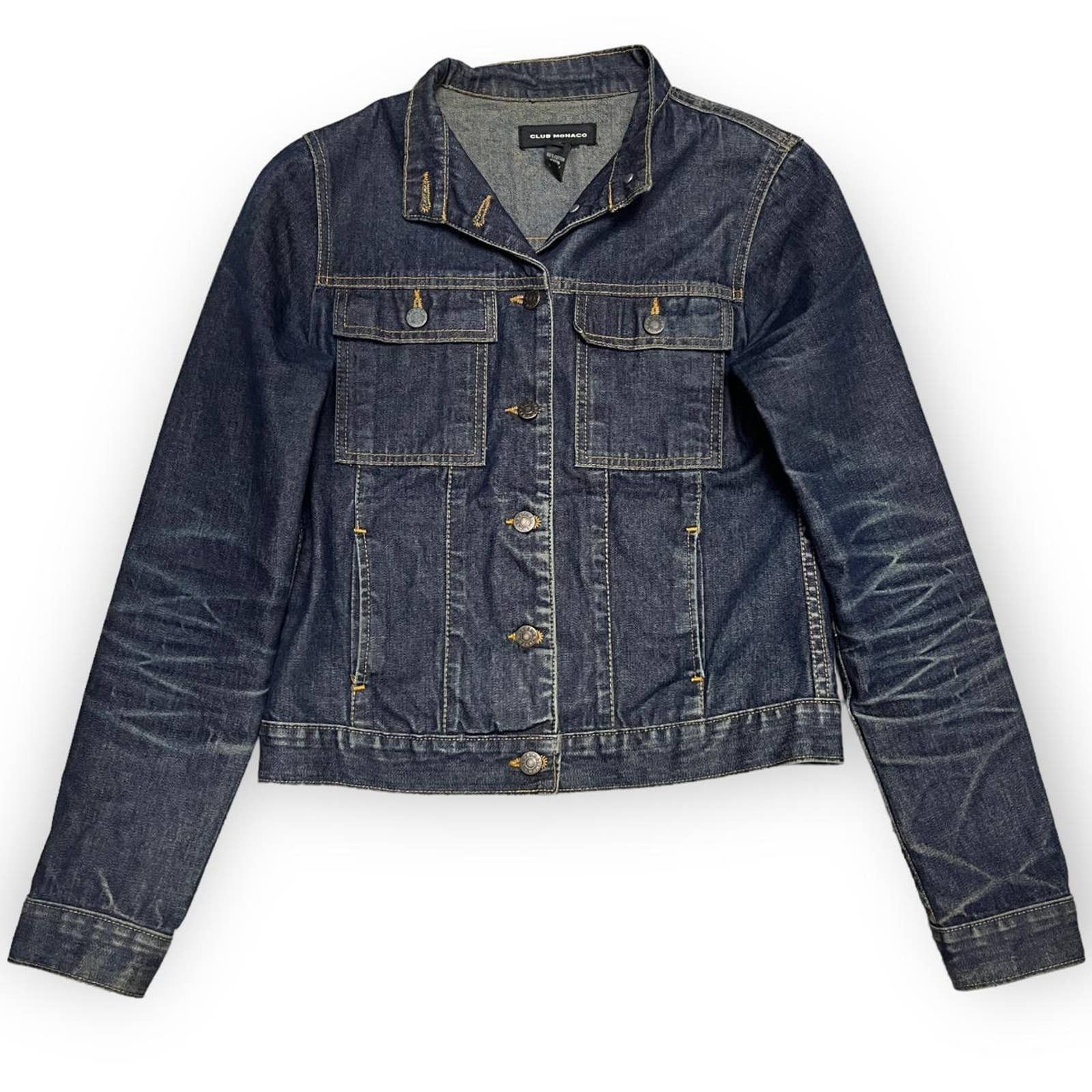 Club Monaco Club Monaco Luxury Designer Cropped Denim Jean Jacket Size S / US 4 / IT 40 - 1 Thumbnail