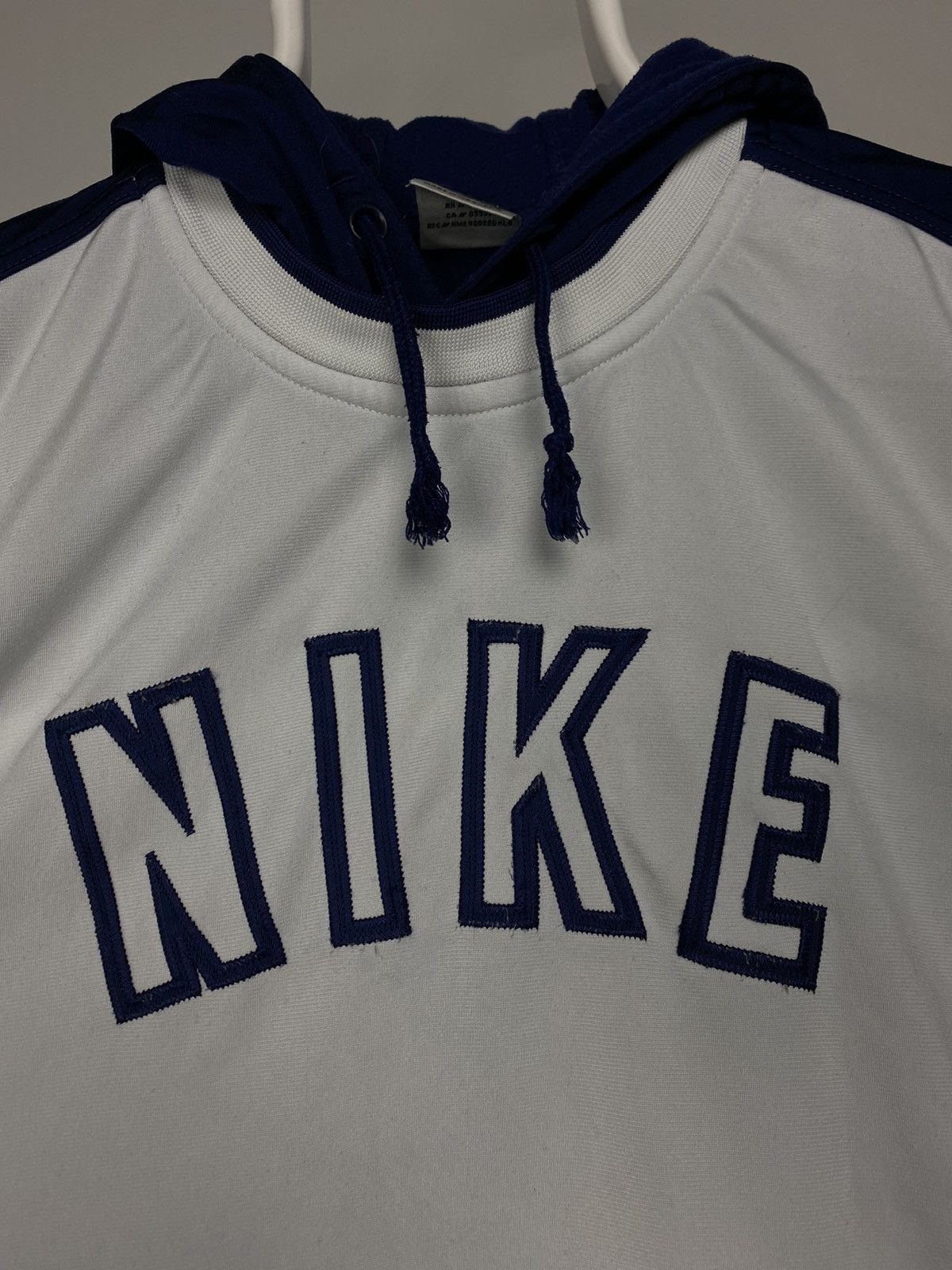 Nike × Vintage Vintage Nike spell out Hoodie white navy sweatshirt 90s Size US M / EU 48-50 / 2 - 3 Thumbnail