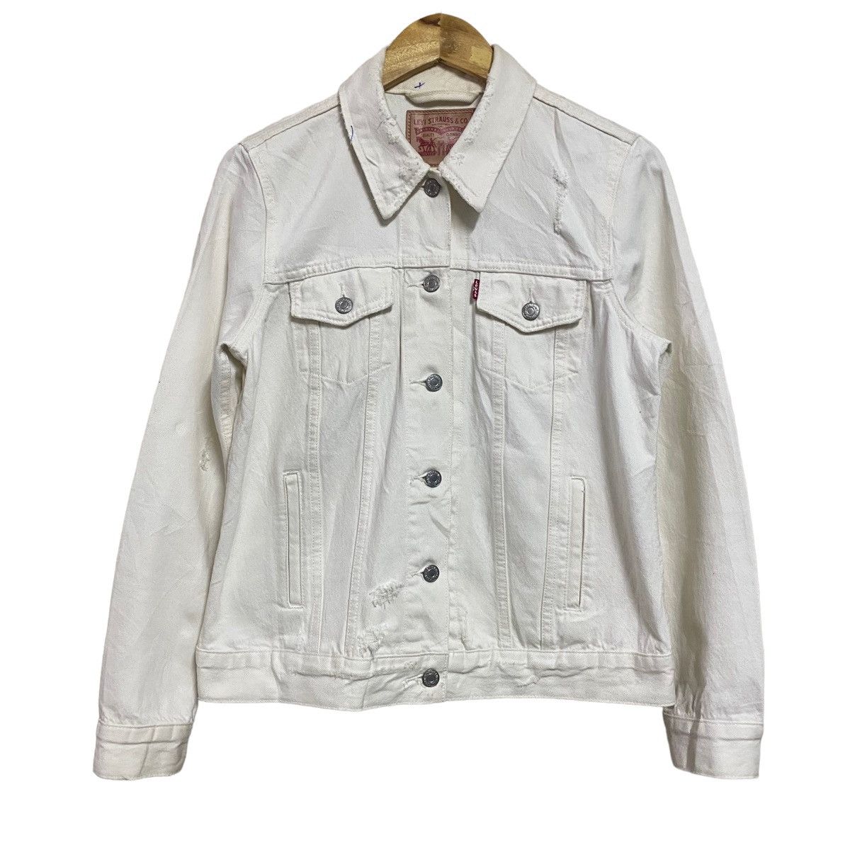 Levi's Levis Ex-Boyfriend Trucker Denim Jacket Distressed Size M / US 6-8 / IT 42-44 - 2 Thumbnail