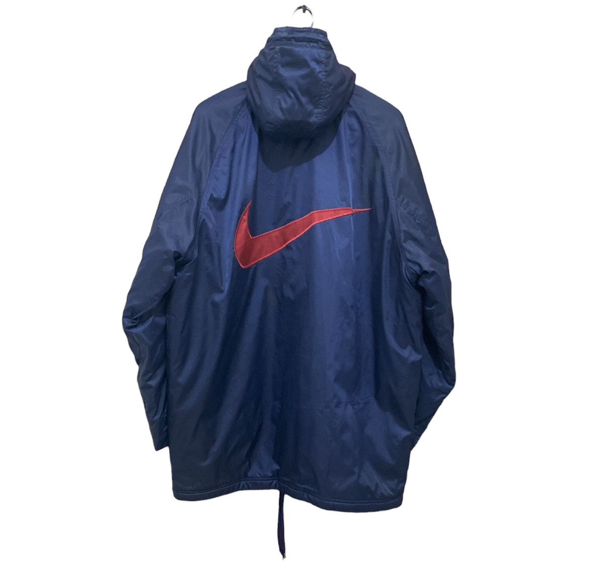 Vintage 90s Nike Big Swoosh Linen Quilted Long Jacket