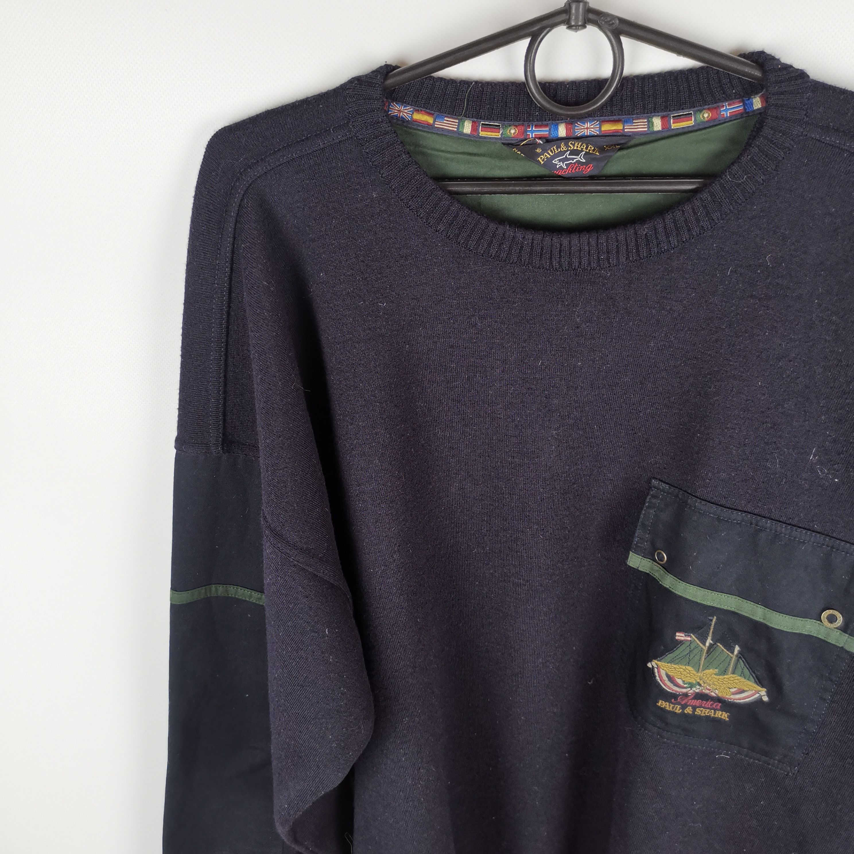 Paul & Shark × Vintage Paul shark America big logo pocket sweater sweatshirt Size US XXL / EU 58 / 5 - 5 Thumbnail