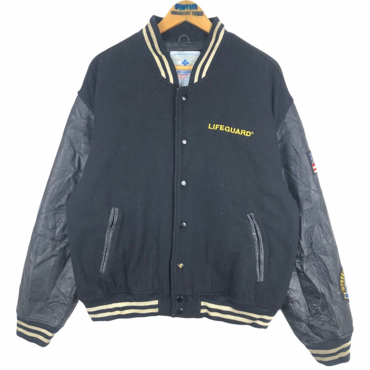 Leather Vintage 90s International Lifeguard USA Wool Varsity Jacket Size US L / EU 52-54 / 3 - 2 Thumbnail