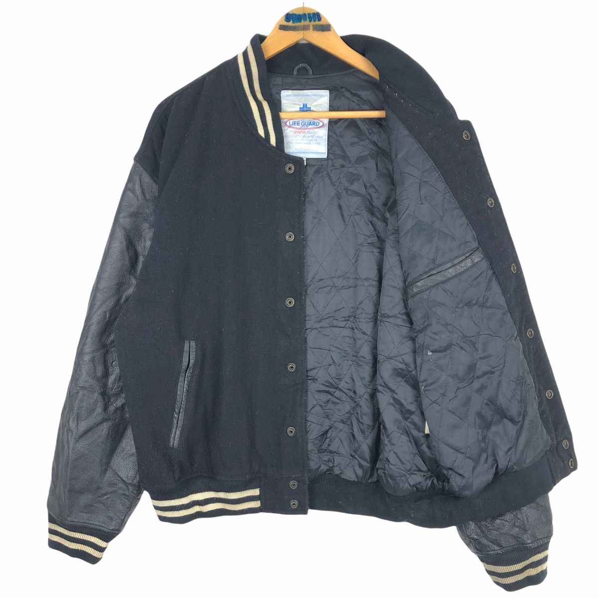Leather Vintage 90s International Lifeguard USA Wool Varsity Jacket Size US L / EU 52-54 / 3 - 13 Thumbnail