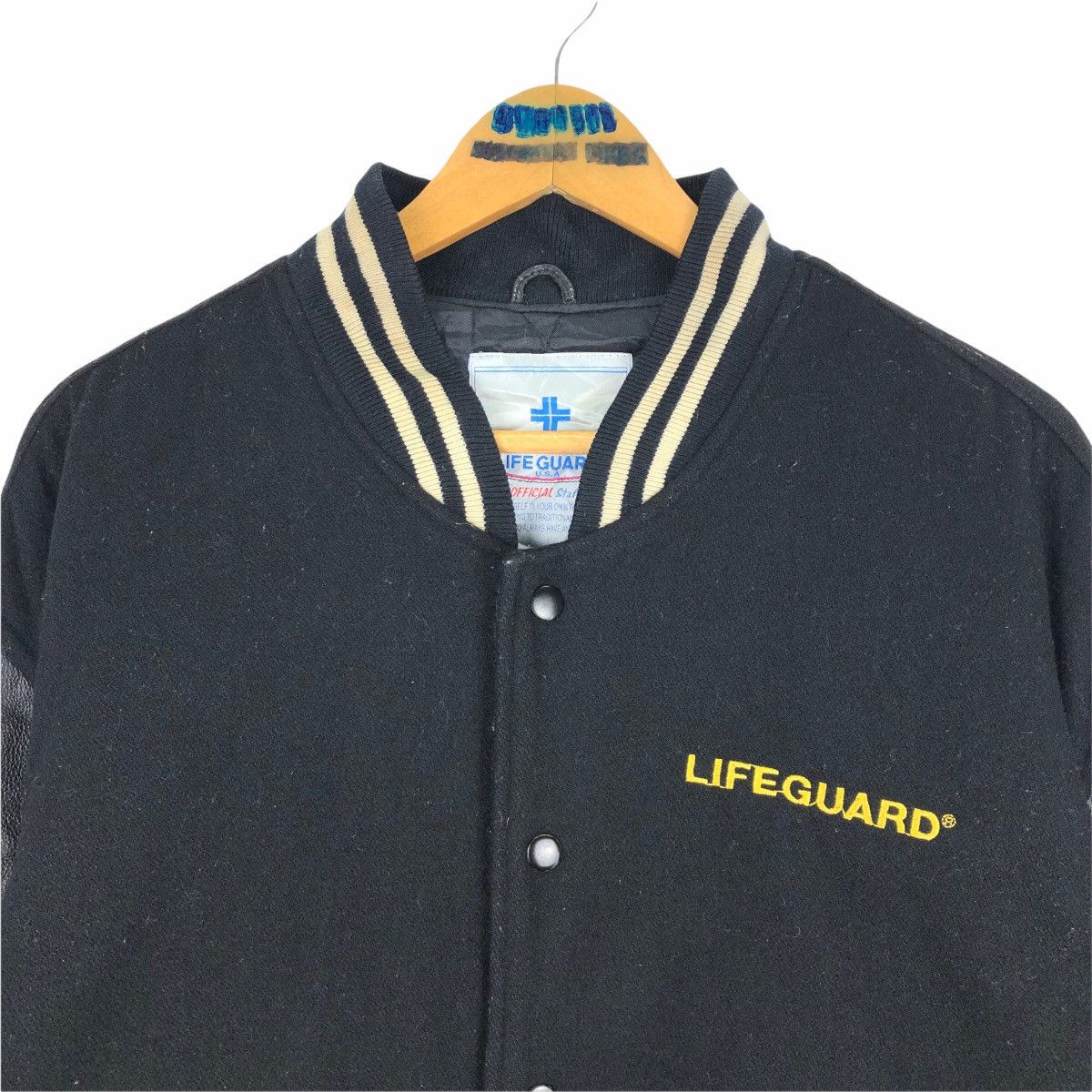 Leather Vintage 90s International Lifeguard USA Wool Varsity Jacket Size US L / EU 52-54 / 3 - 7 Thumbnail