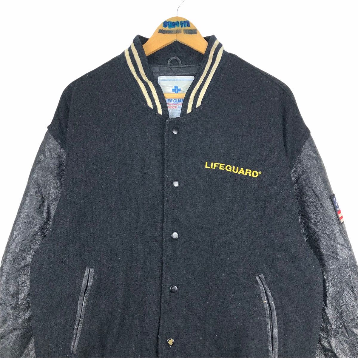 Leather Vintage 90s International Lifeguard USA Wool Varsity Jacket Size US L / EU 52-54 / 3 - 6 Thumbnail