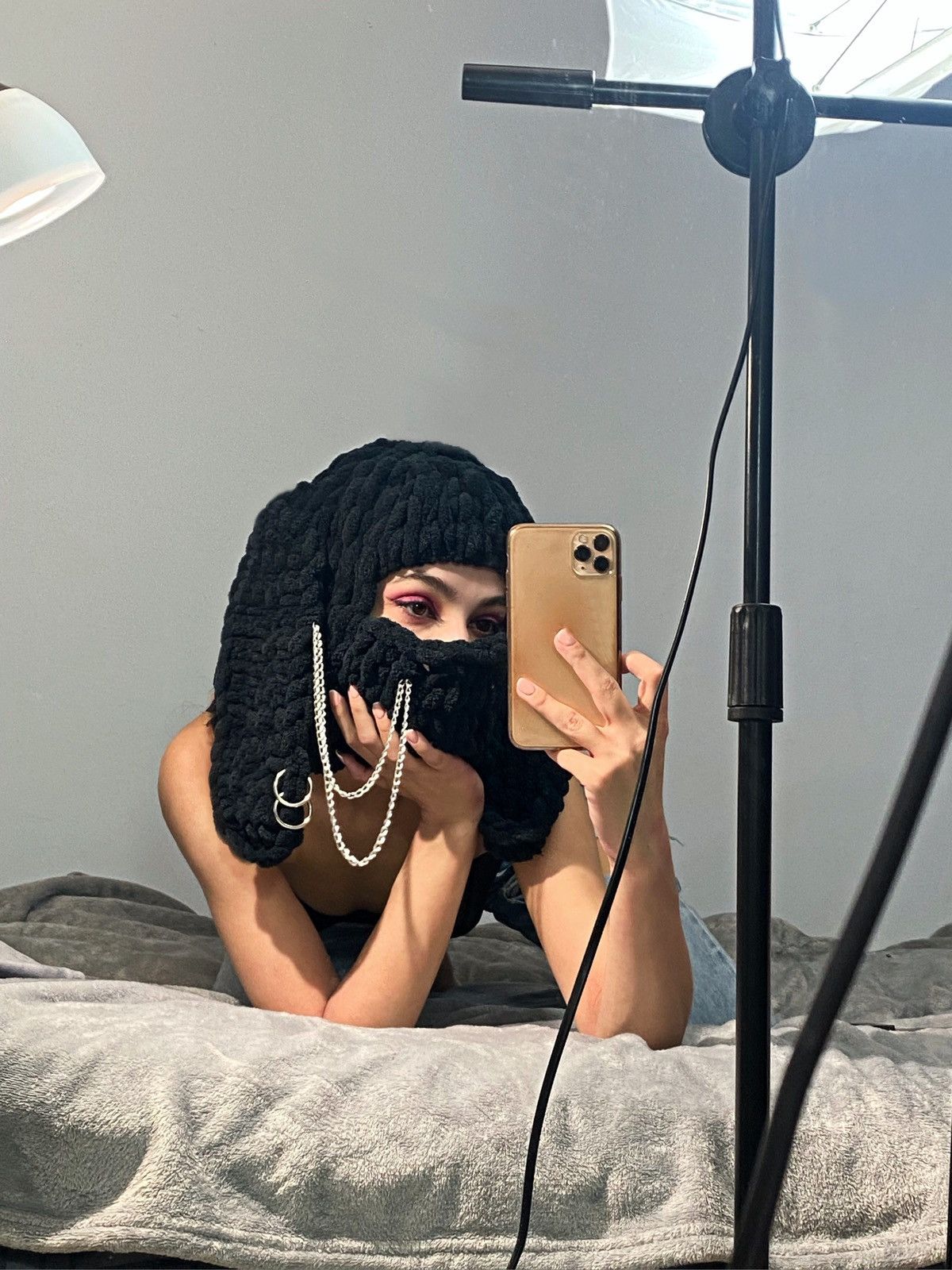 Bunny balaclava with ears . Ski mask . Winter hat . Sexy