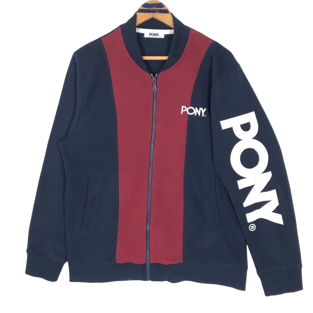 Vintage Pony Full Zip Sweatshirt Spell Out Big Logo