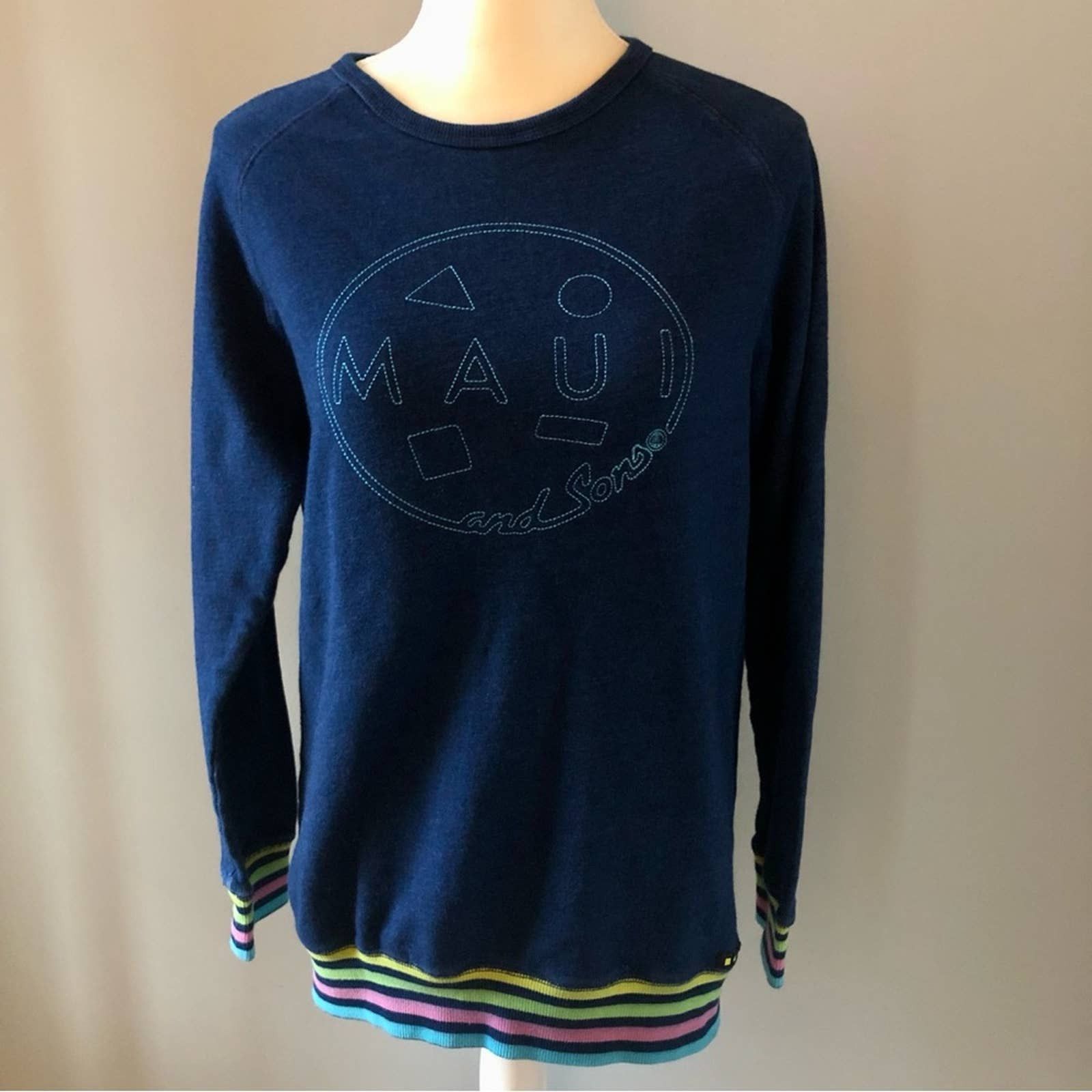 Maui And Sons Maui & Sons Navy Blue Long Sweatshirt Size Medium Size M / US 6-8 / IT 42-44 - 3 Thumbnail