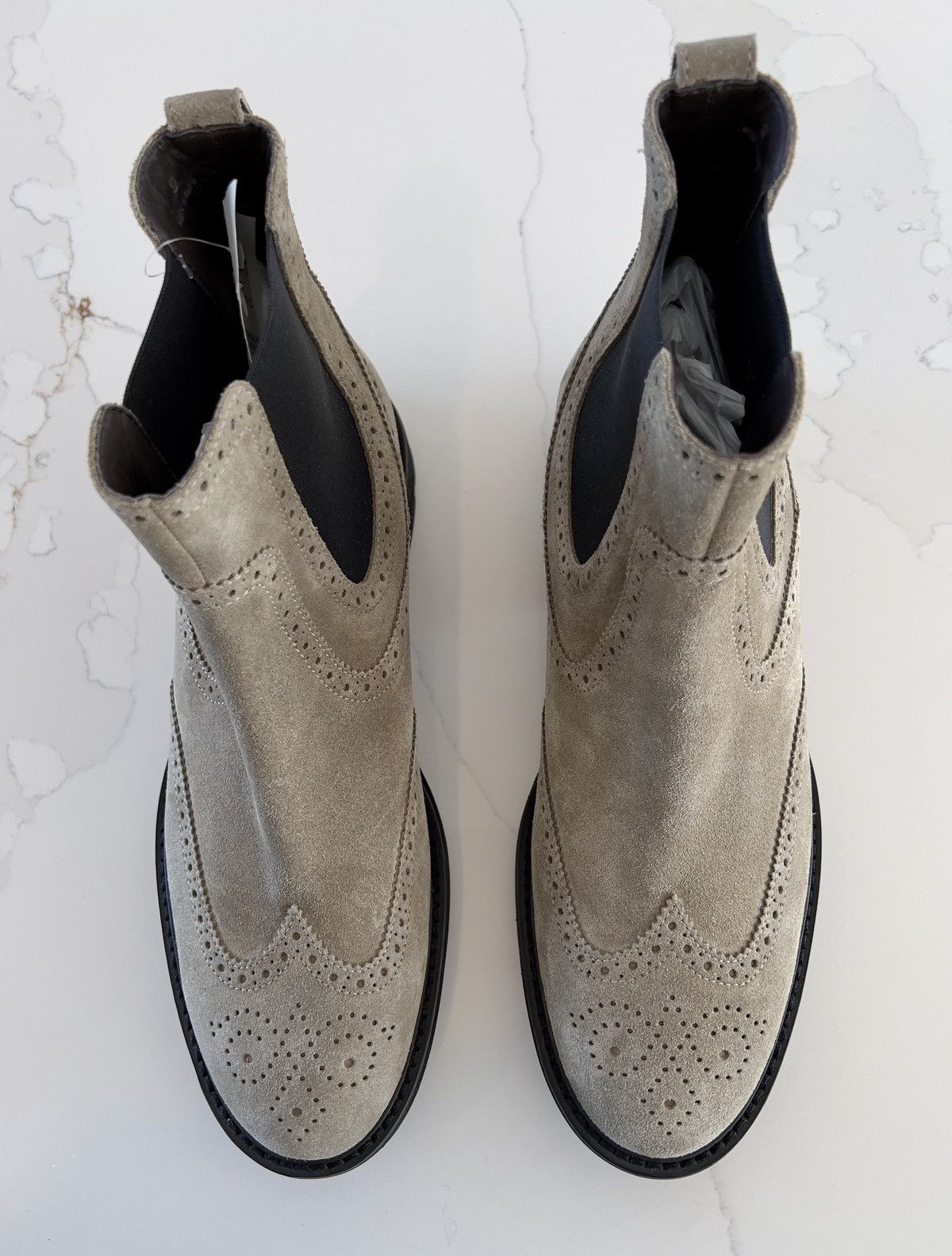 New in Box TODS Brown Suede Chelsea Boots with Semi Lug Sole