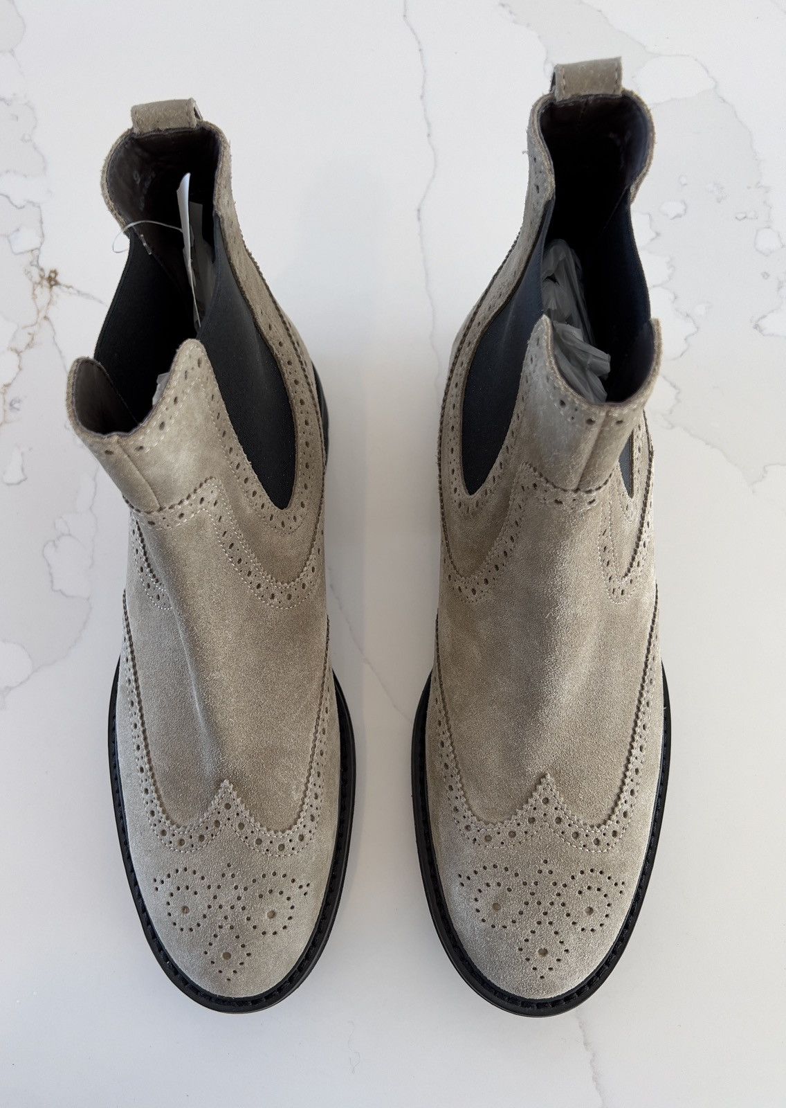 New in Box TODS Brown Suede Chelsea Boots with Semi Lug Sole