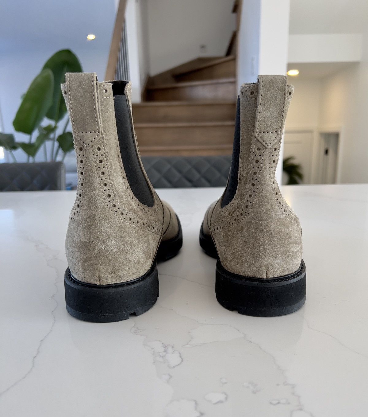 New in Box TODS Brown Suede Chelsea Boots with Semi Lug Sole