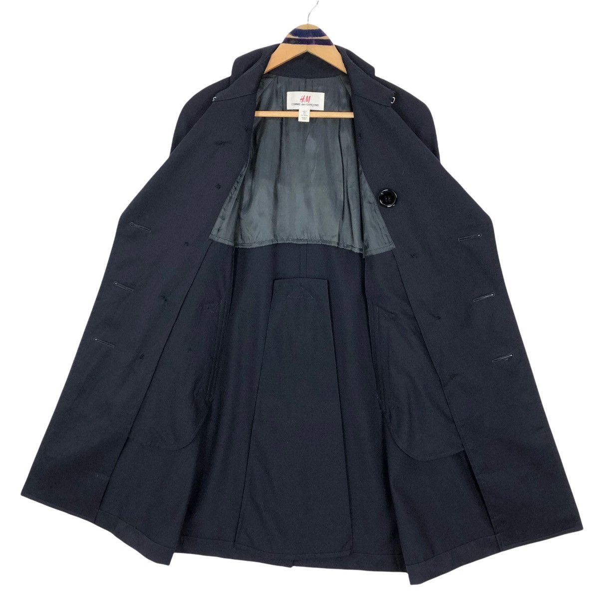 Comme des Garcons Comme Des Garçons X H&M Trench Coat Cotton Double Breasted Size XS / US 0-2 / IT 36-38 - 9 Thumbnail