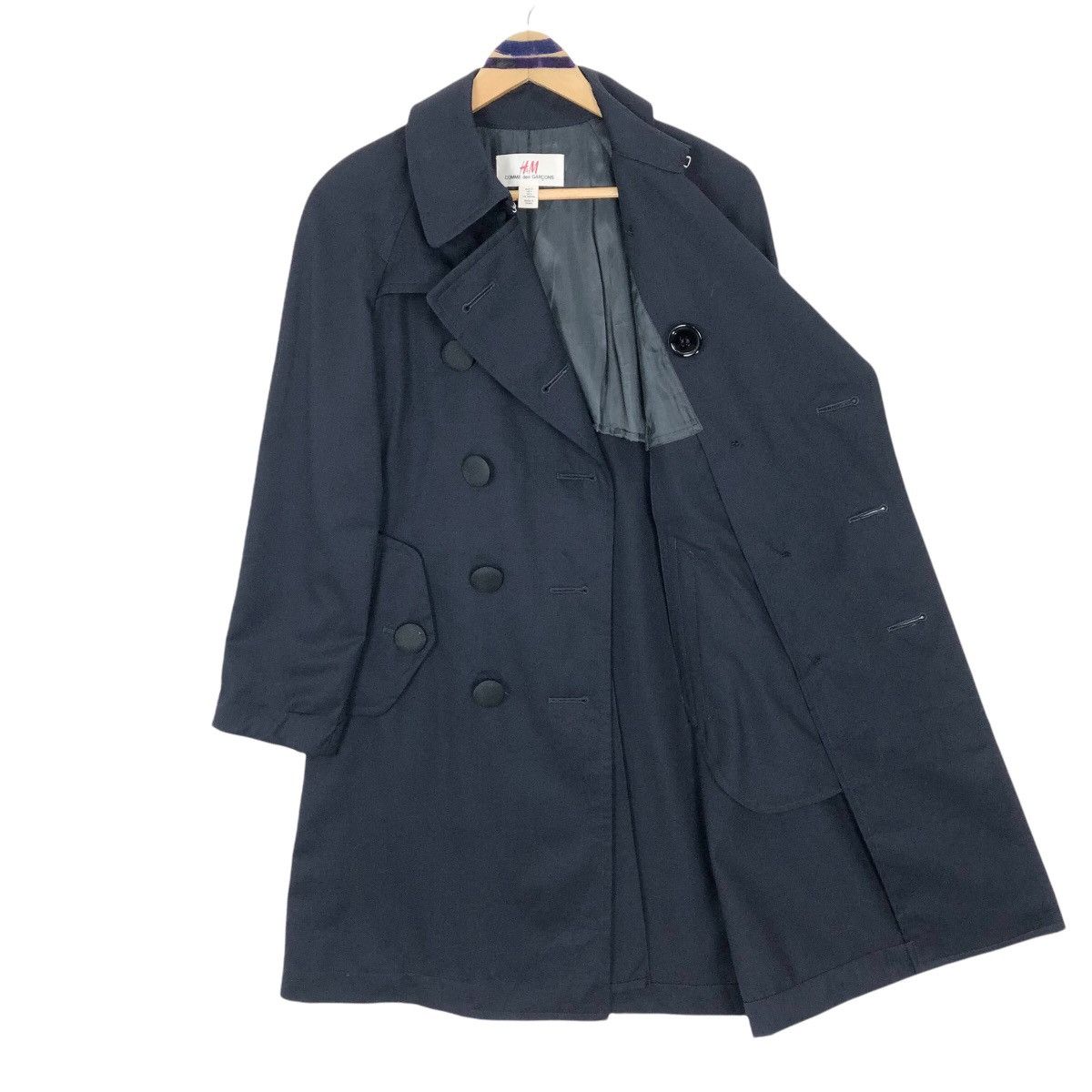 Comme des Garcons Comme Des Garçons X H&M Trench Coat Cotton Double Breasted Size XS / US 0-2 / IT 36-38 - 8 Thumbnail