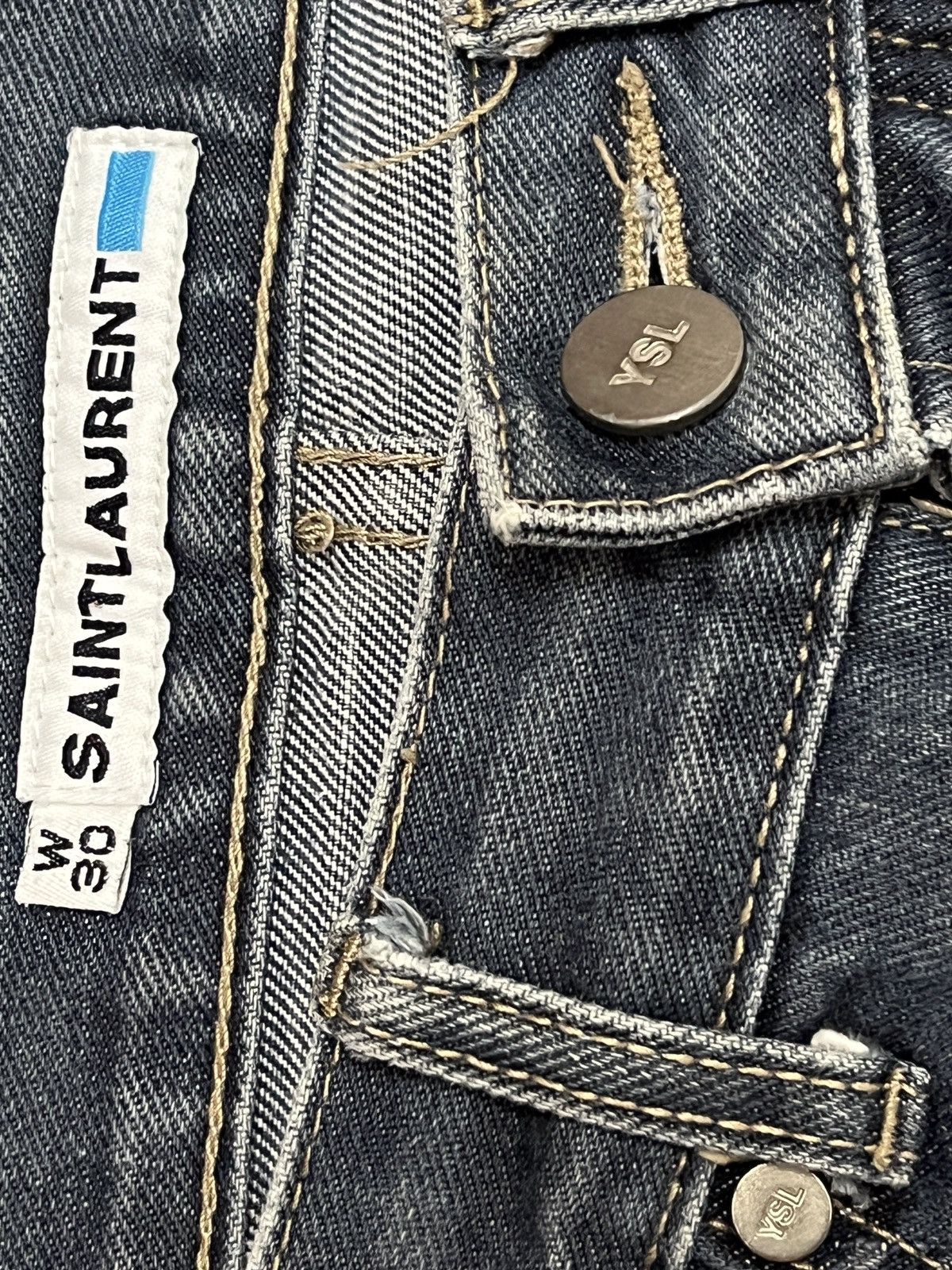 Designer × Saint Laurent Paris × Yves Saint Laurent Vintage Designer Saint Laurent Denim Jeans Size US 30 / EU 46 - 9 Thumbnail