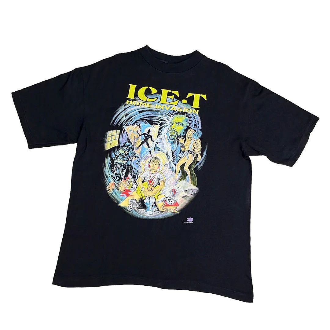 image of Band Tees x Rap Tees Ice-T 93 90's OG Home Invasion Album Promo VTG Rap Tour Tee in Black (Size XL)