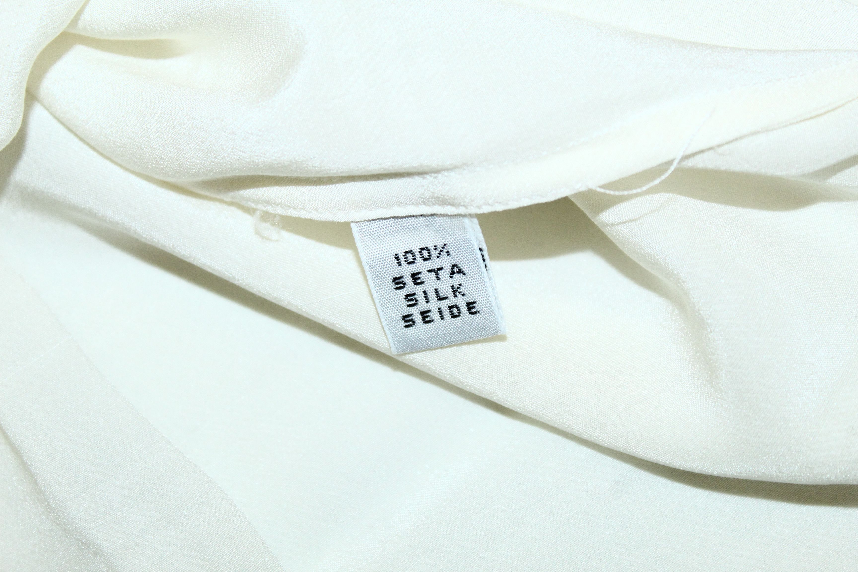 Furla Bagutta Italy Ivory Checkered Drop neck Silk Blouse Size L / US 10 / IT 46 - 5 Thumbnail