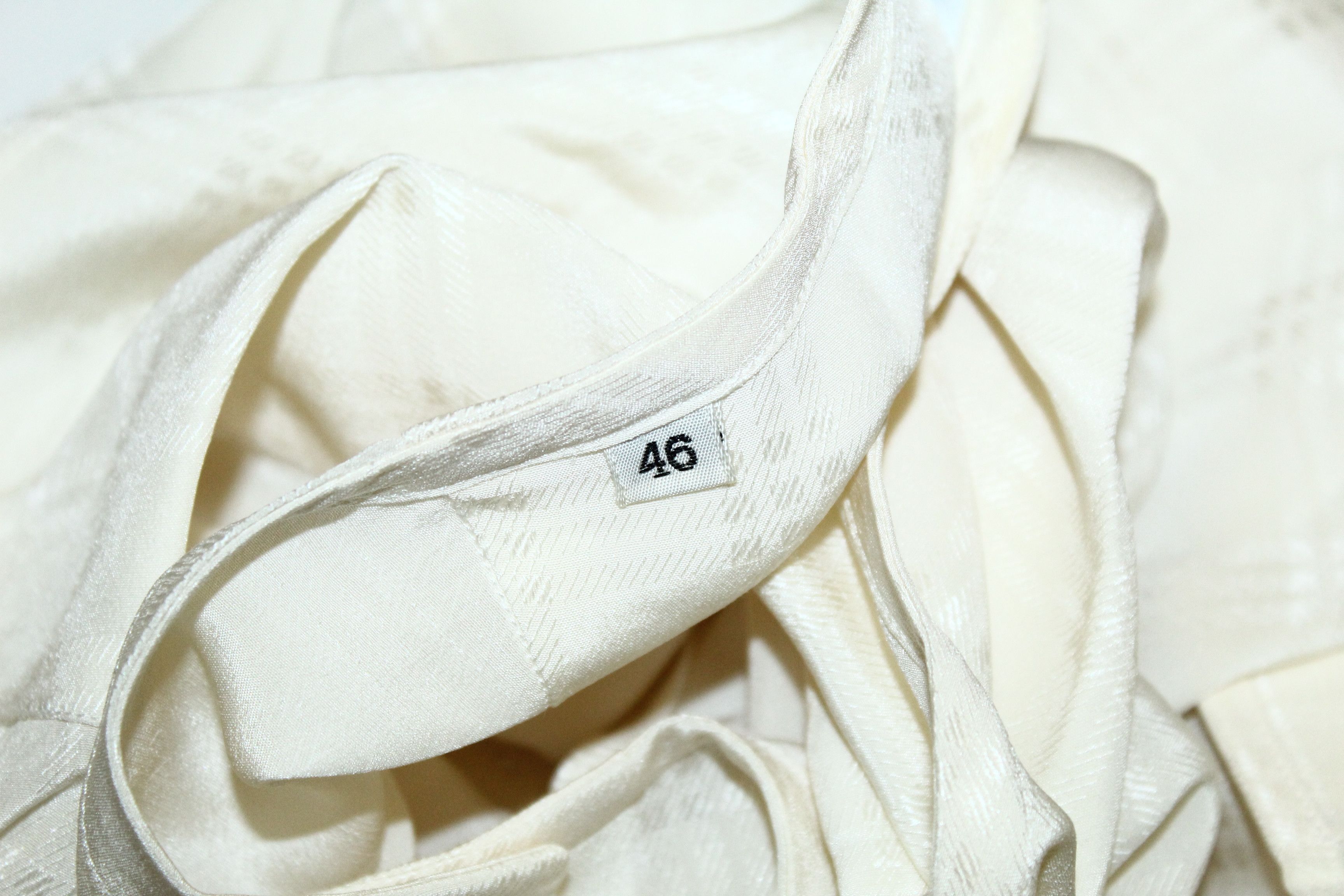 Furla Bagutta Italy Ivory Checkered Drop neck Silk Blouse Size L / US 10 / IT 46 - 10 Thumbnail