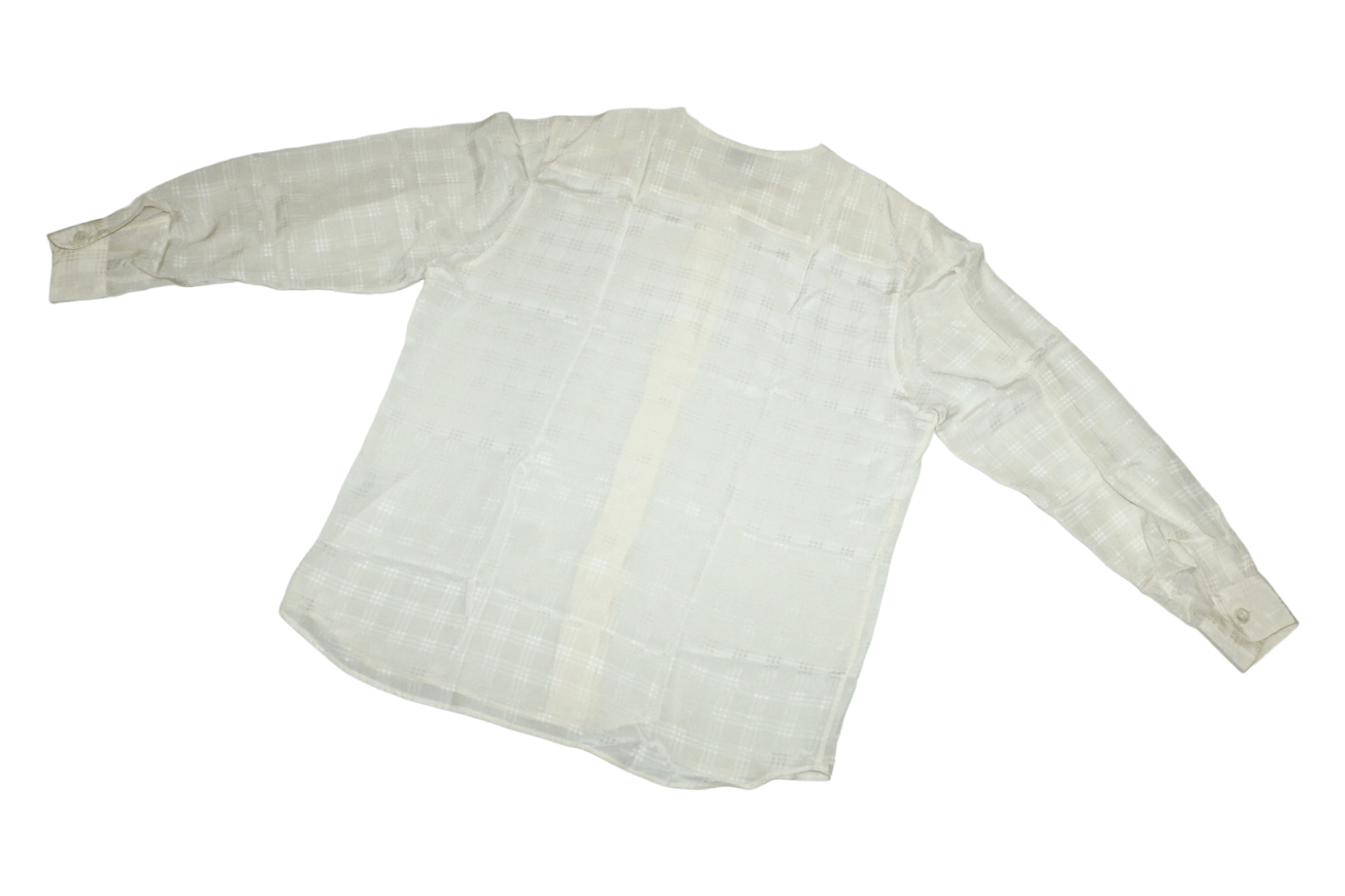 Furla Bagutta Italy Ivory Checkered Drop neck Silk Blouse Size L / US 10 / IT 46 - 11 Thumbnail